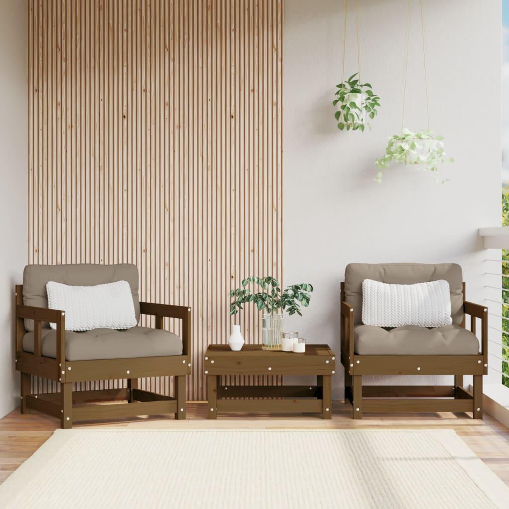 VIDAXL Chaises de jardin lot de 2 marron miel bois massif de pin