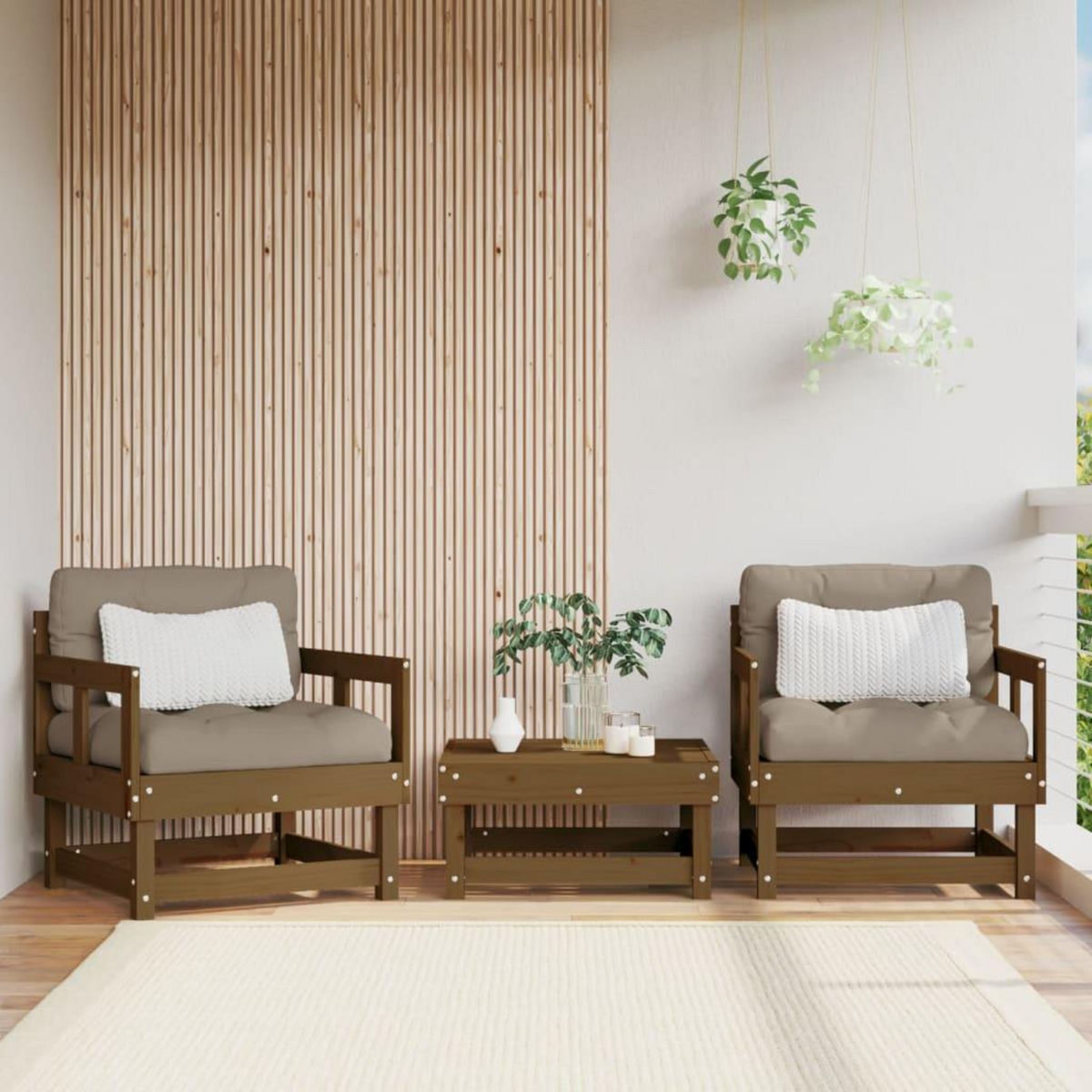 VIDAXL Chaises de jardin lot de 2 marron miel bois massif de pin