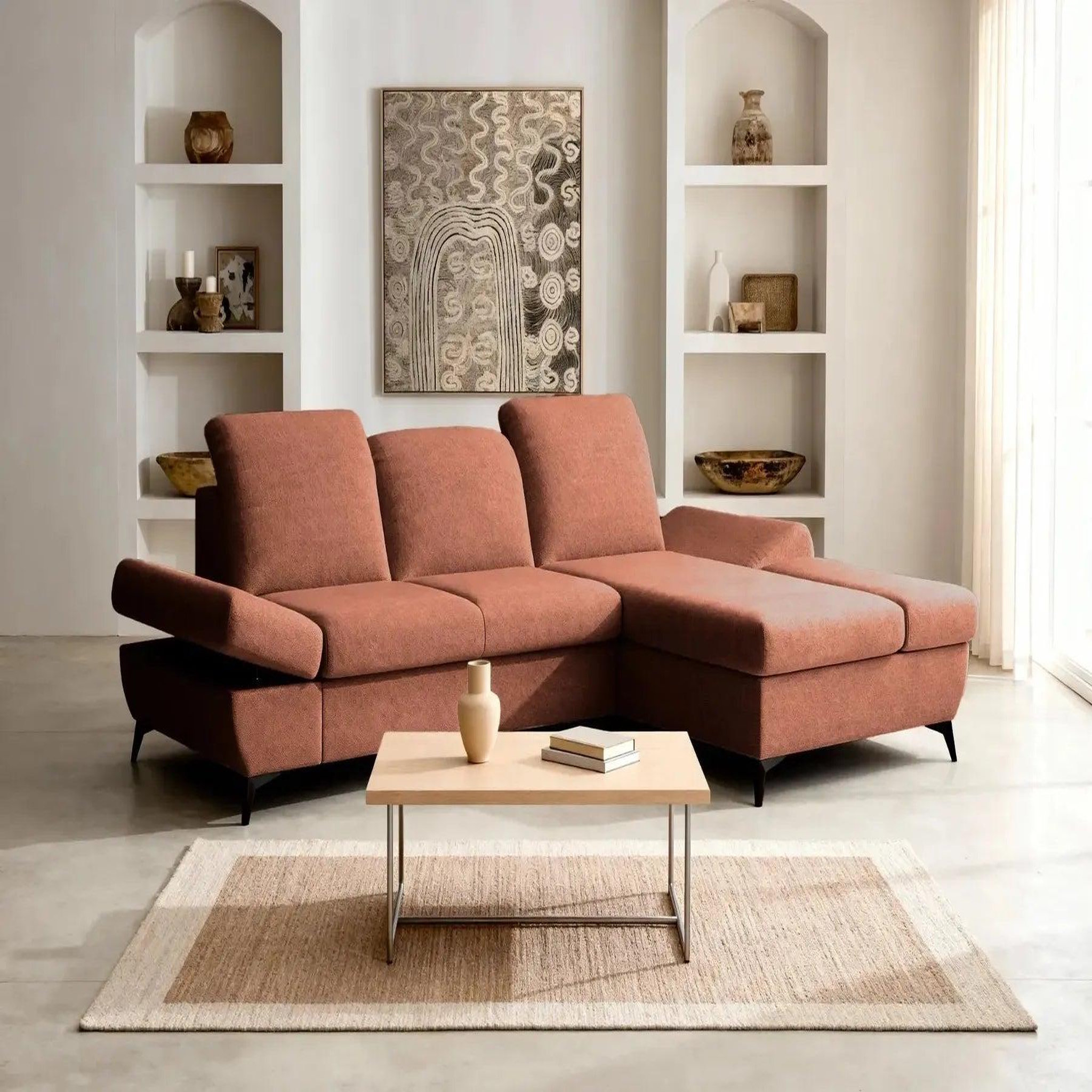 Voir la diapositive 4 : CASANOVA PARIS Livia - canapé d'angle convertible tissu chiné