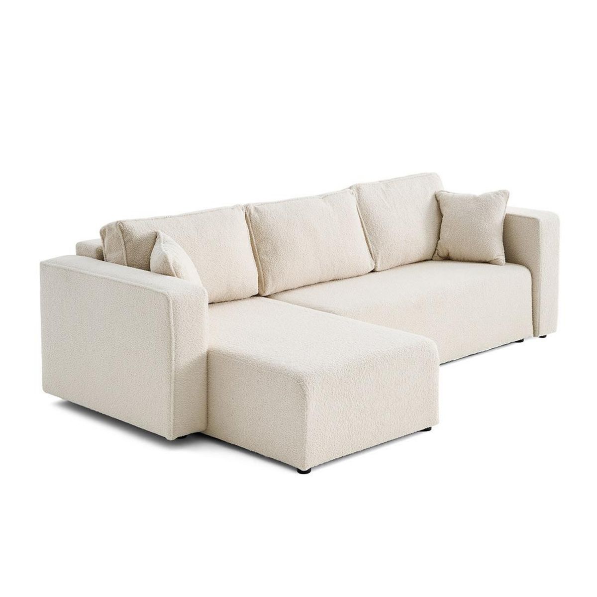 BEST MOBILIER Topaze - canapé d'angle réversible - 4 places - convertible avec coffre - en tissu bouclette