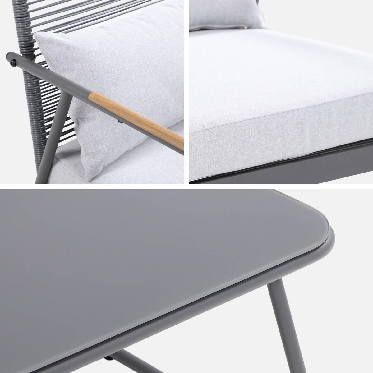 SWEEEK Salon de jardin en acier FOGGIA. 4 places. anthracite