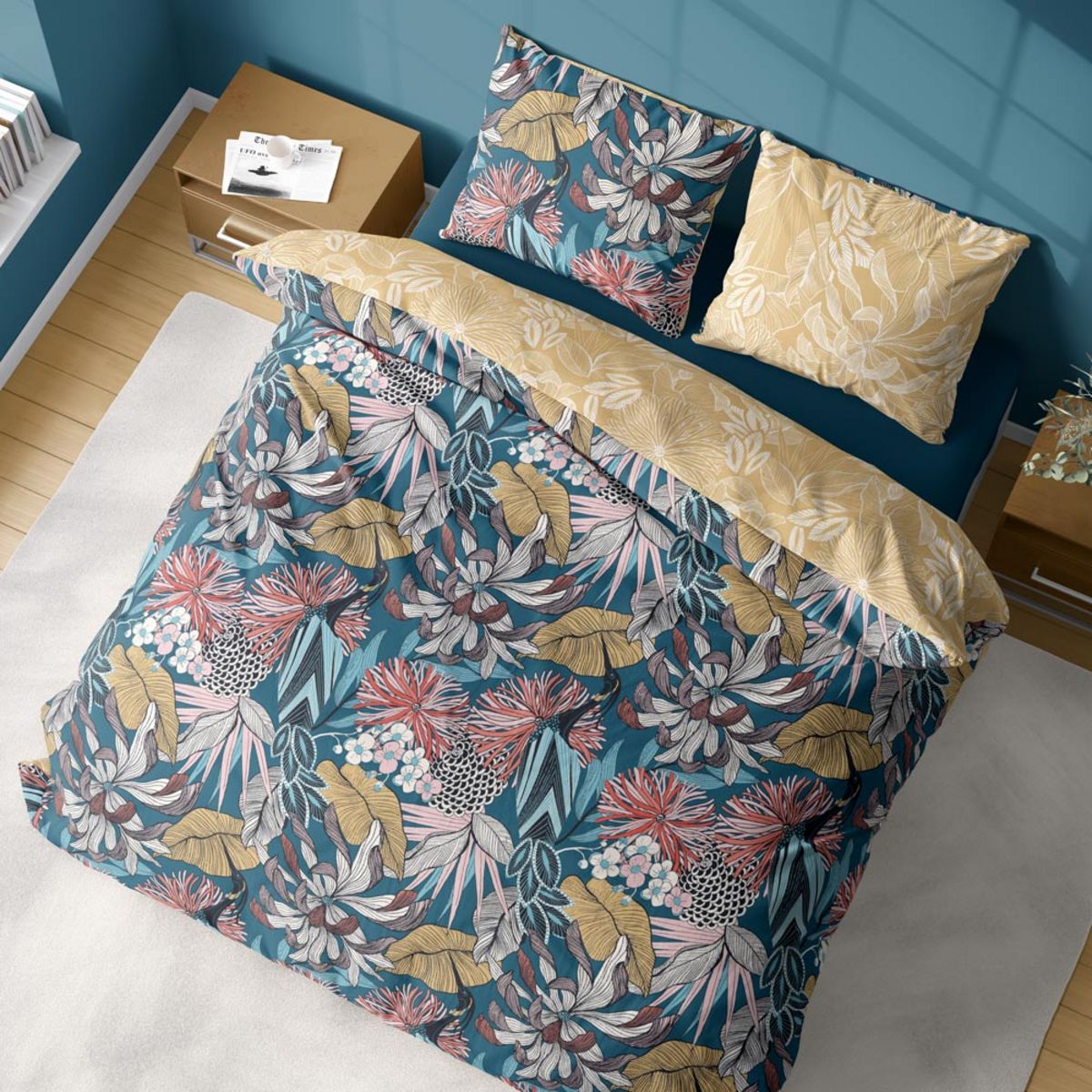 COTE DECO Parure housse de couette coton bio 57 fils VIREVOLTE