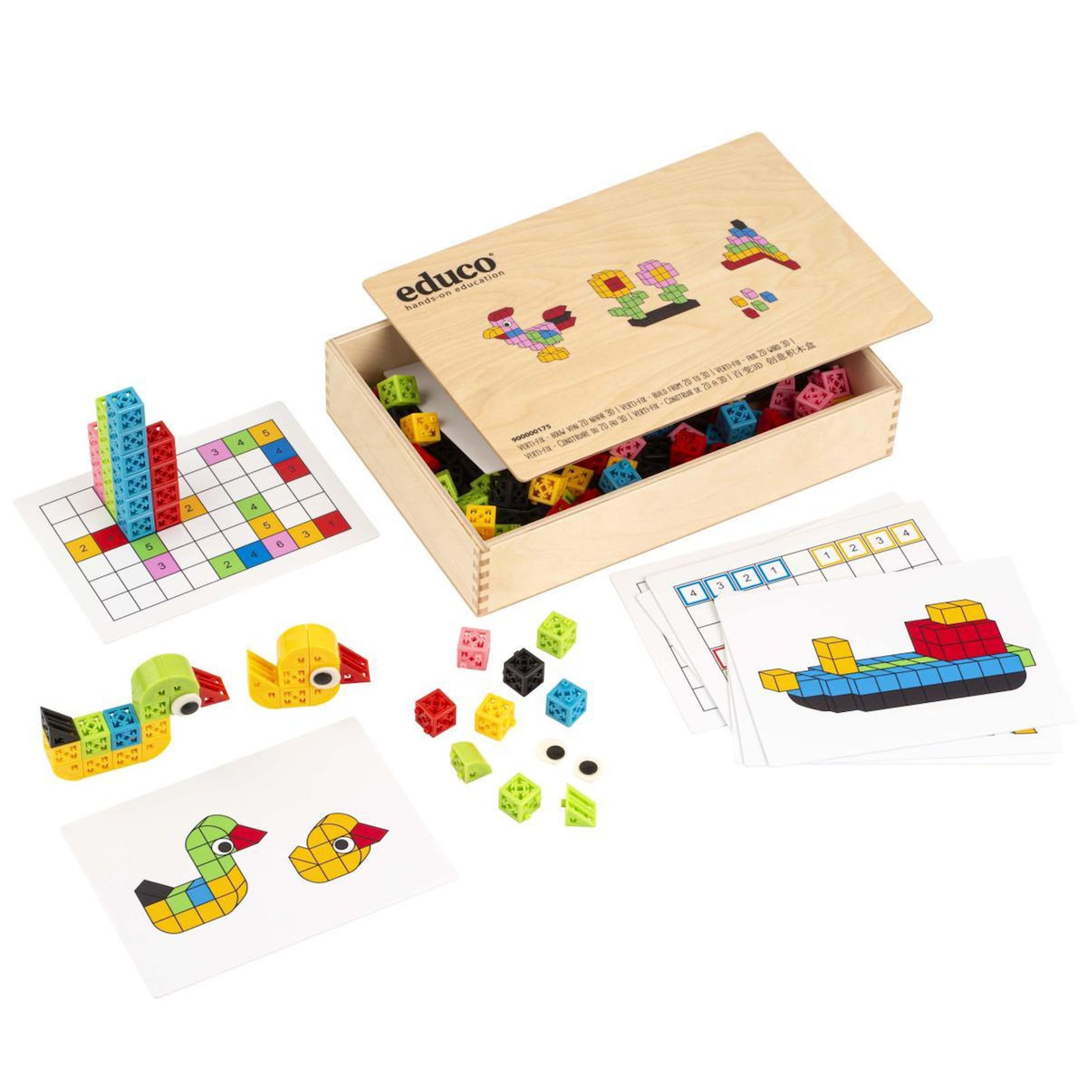 EDUCO Apprendre les mathématiques - Verti-fix - construire du 2D au 3D - jeu Montessori