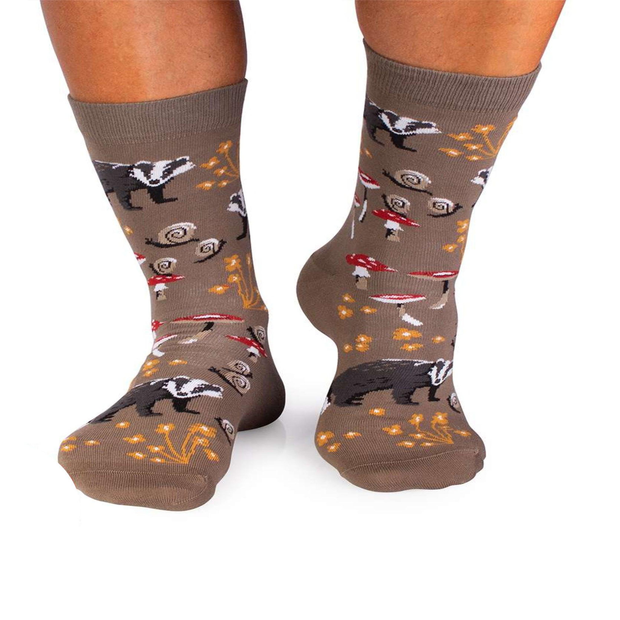 Voir la diapositive 3 : PIRIN HILL Chaussettes coton bio automne blaireaux & escargots