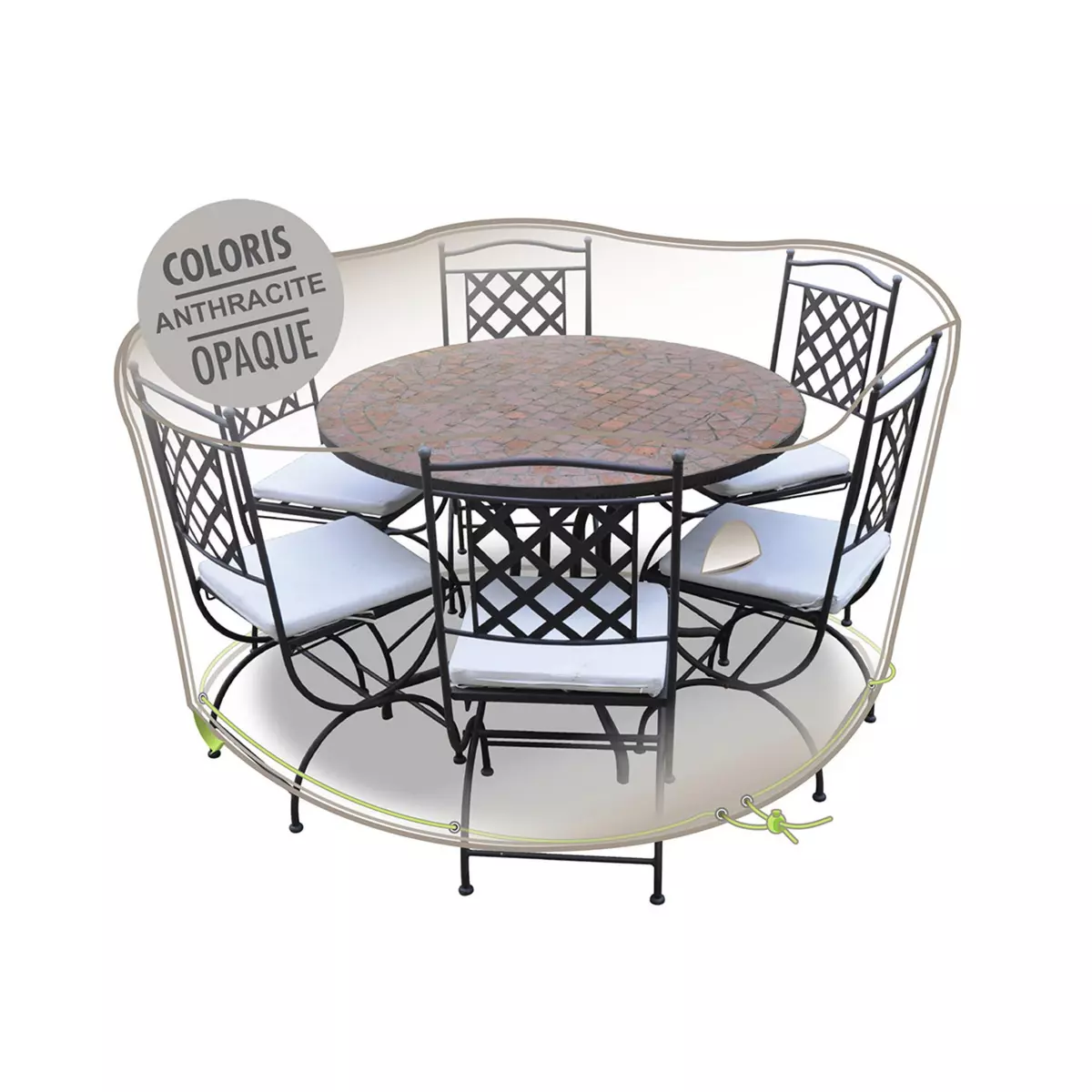 Jardiline Housse de protection Cover Air pour table ronde + 6 chaises - Ø 160 x 70 cm - Jardiline