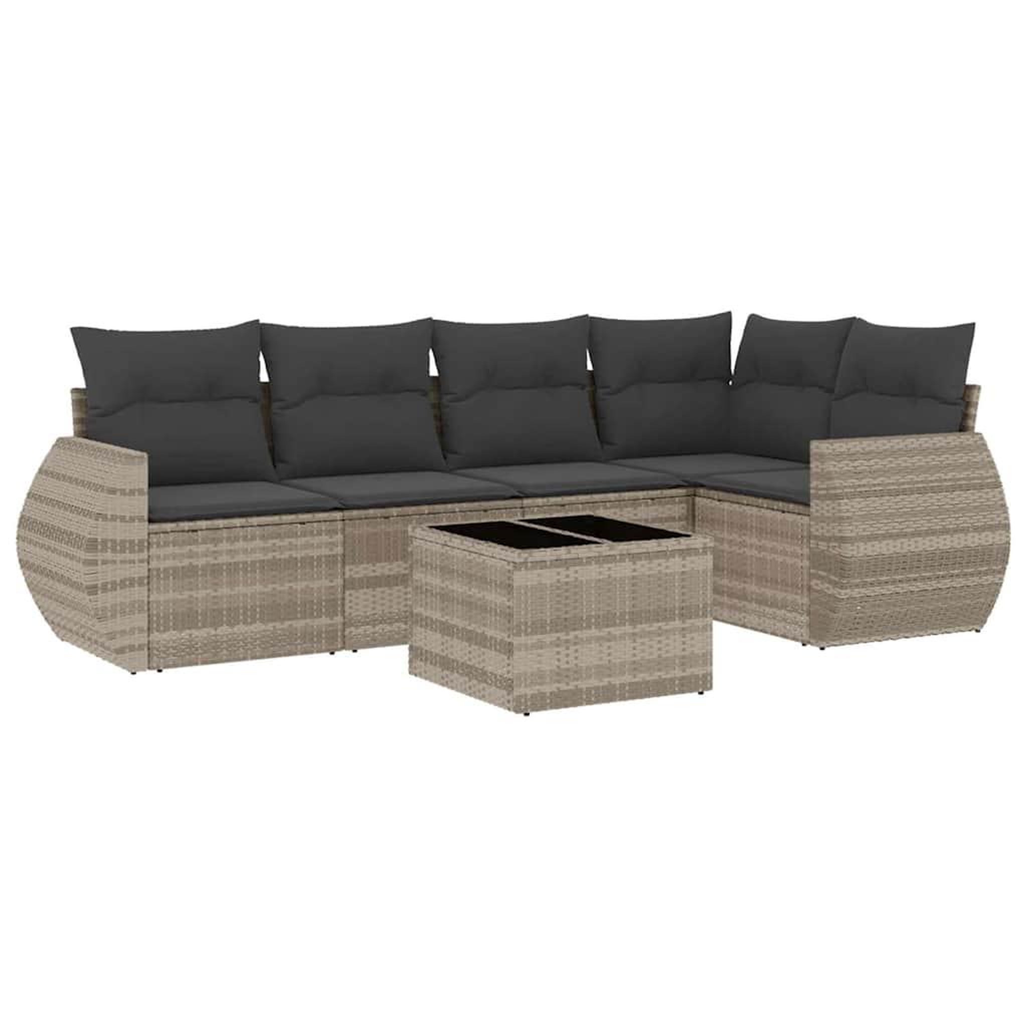 Voir la diapositive 2 : VIDAXL Salon de jardin 6 pcs avec coussins gris clair resine tressee