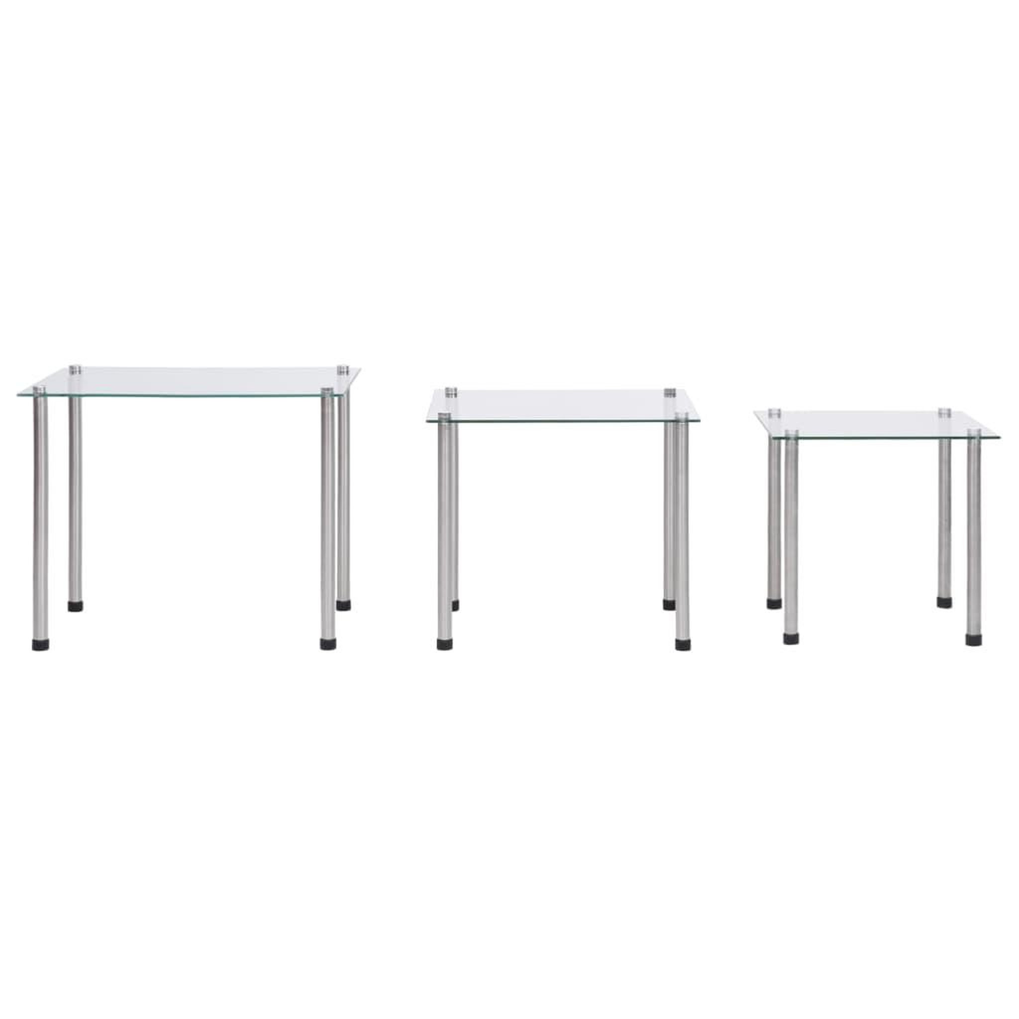 Voir la diapositive 2 : VIDAXL Tables gigognes 3 pcs Transparent Verre trempe