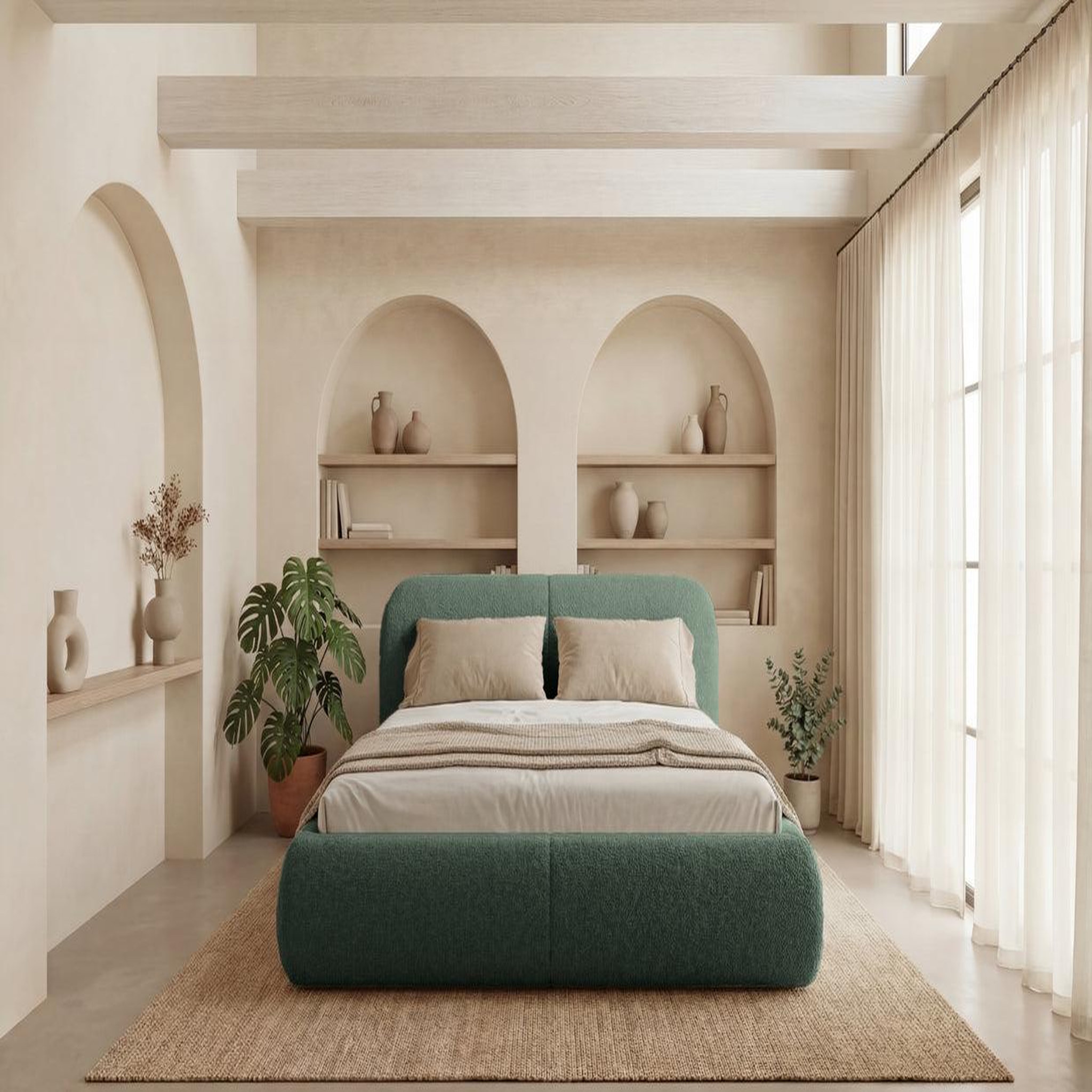 Voir la diapositive 3 : CASANOVA PARIS Delora - lit coffre vert tissu chenille