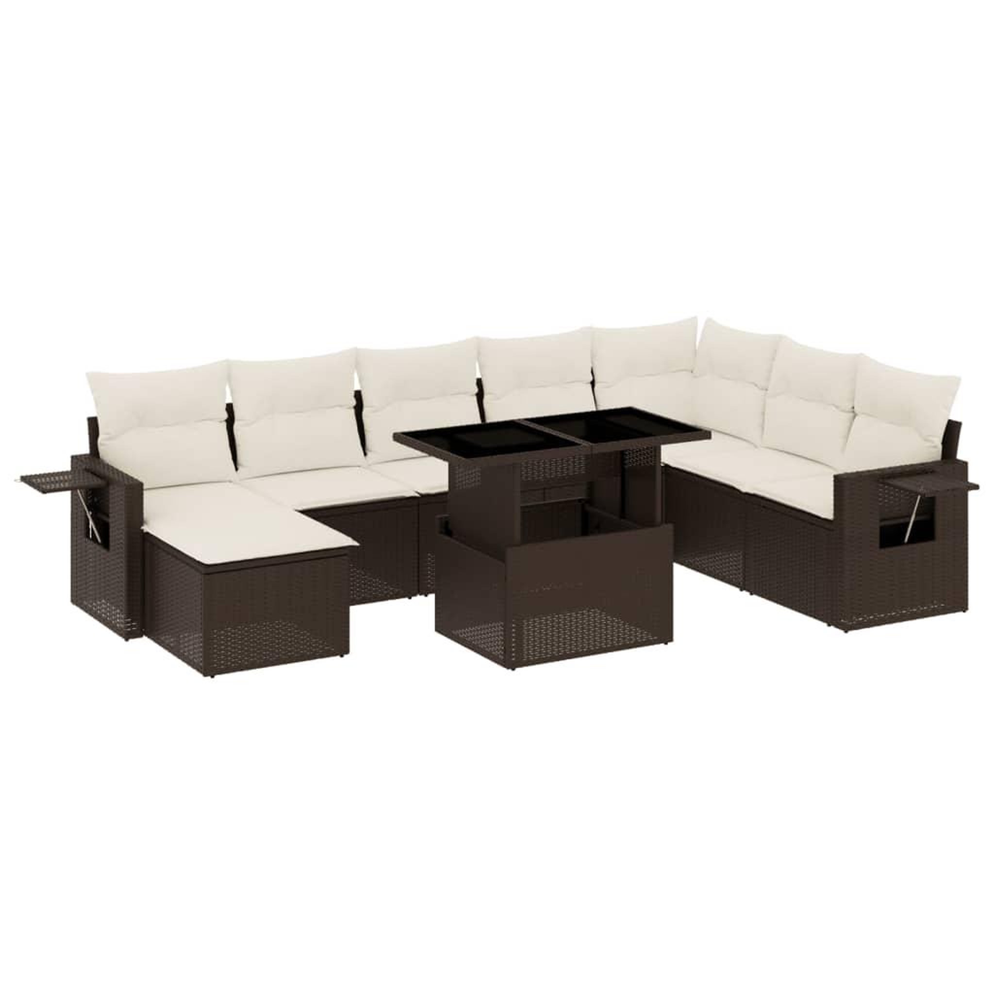 Voir la diapositive 2 : VIDAXL Salon de jardin avec coussins 9 pcs marron resine tressee