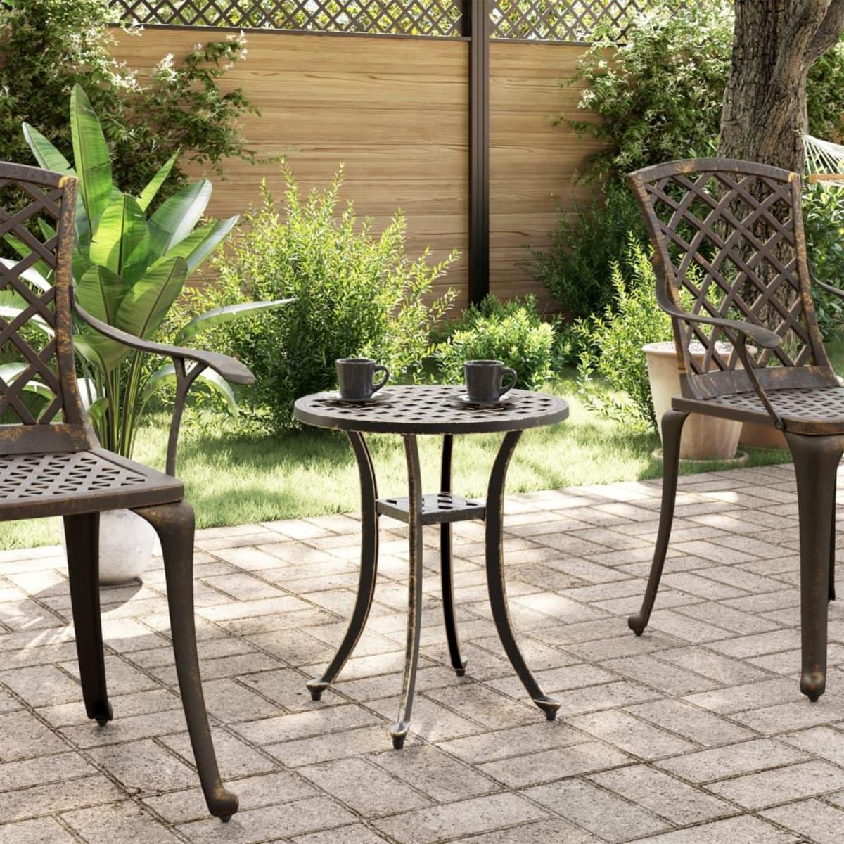 VIDAXL Table de jardin bronze Ø48x53 cm aluminium coule