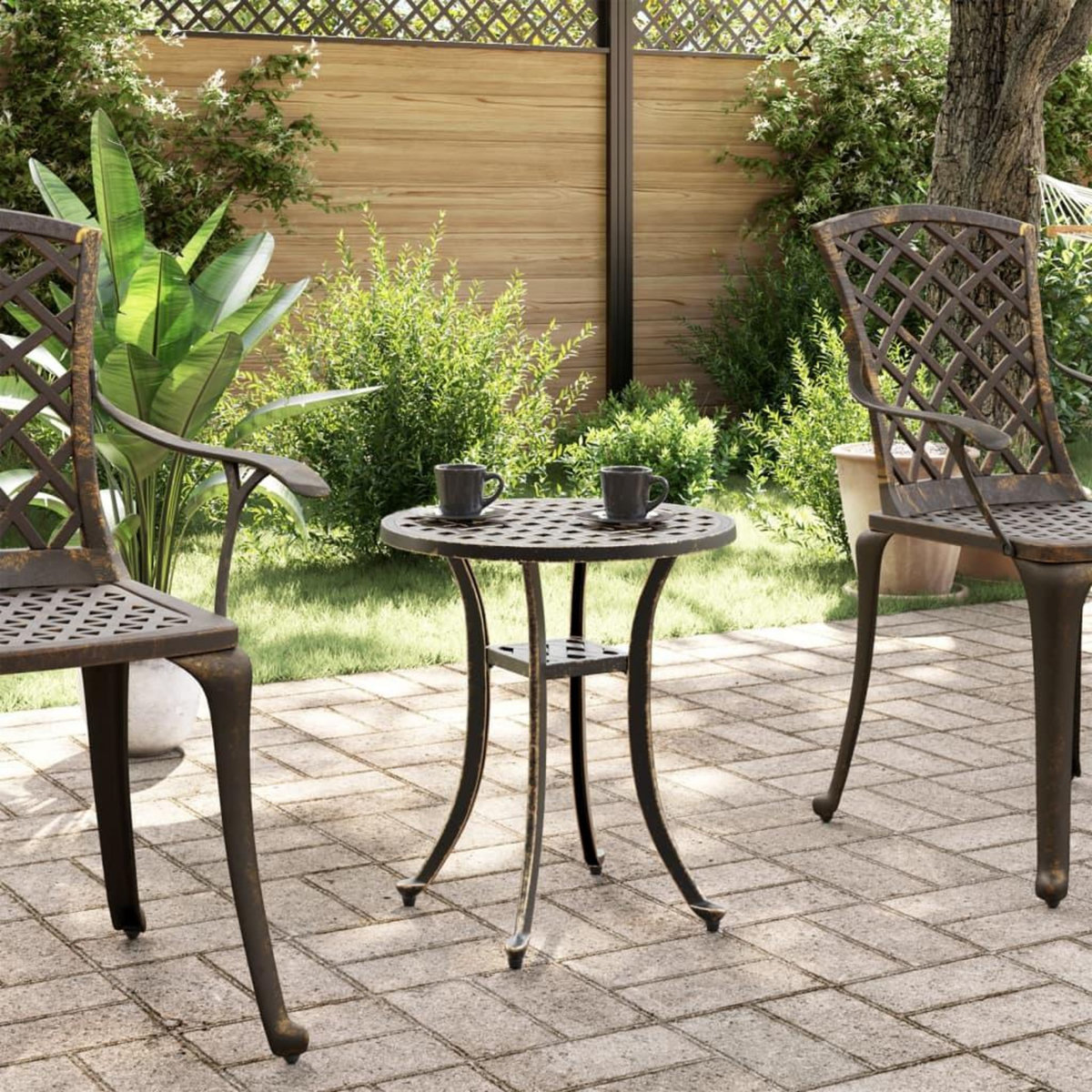 VIDAXL Table de jardin bronze Ø48x53 cm aluminium coule