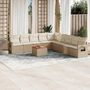 Voir la diapositive 1 : VIDAXL Salon de jardin avec coussins 10 pcs beige resine tressee