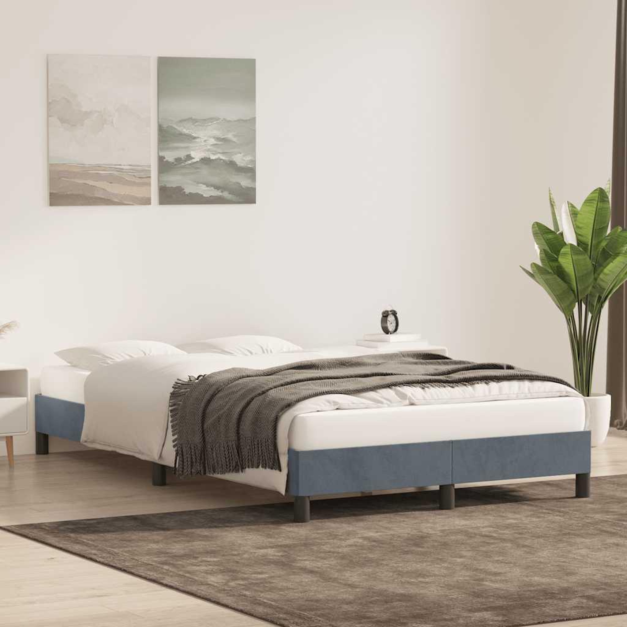 Voir la diapositive 3 : VIDAXL Cadre de lit sans matelas gris fonce 120x210 cm velours