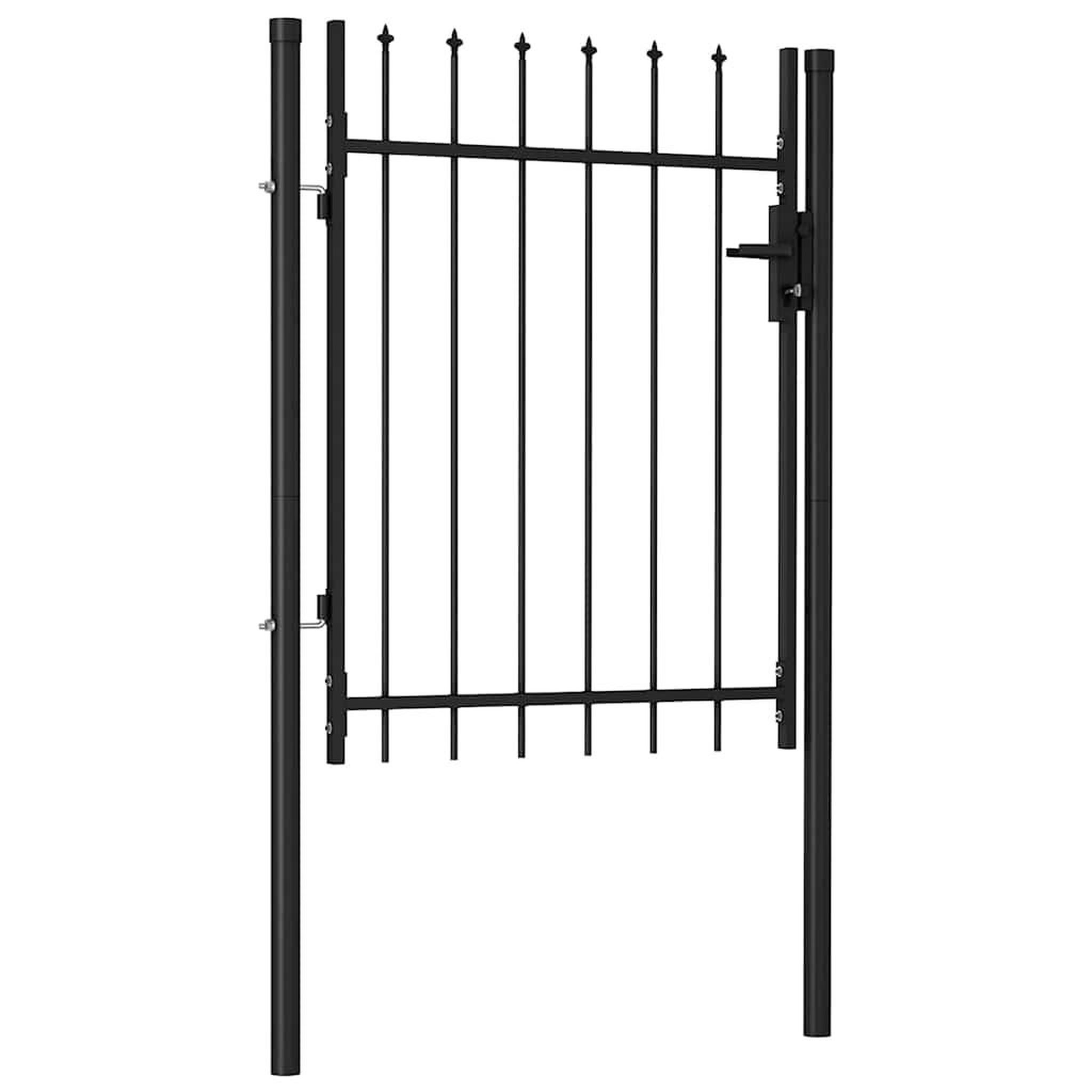 VIDAXL Portail de cloture boxtel a une porte avec pointes superieures, acier 1 x 1,2 m, noir