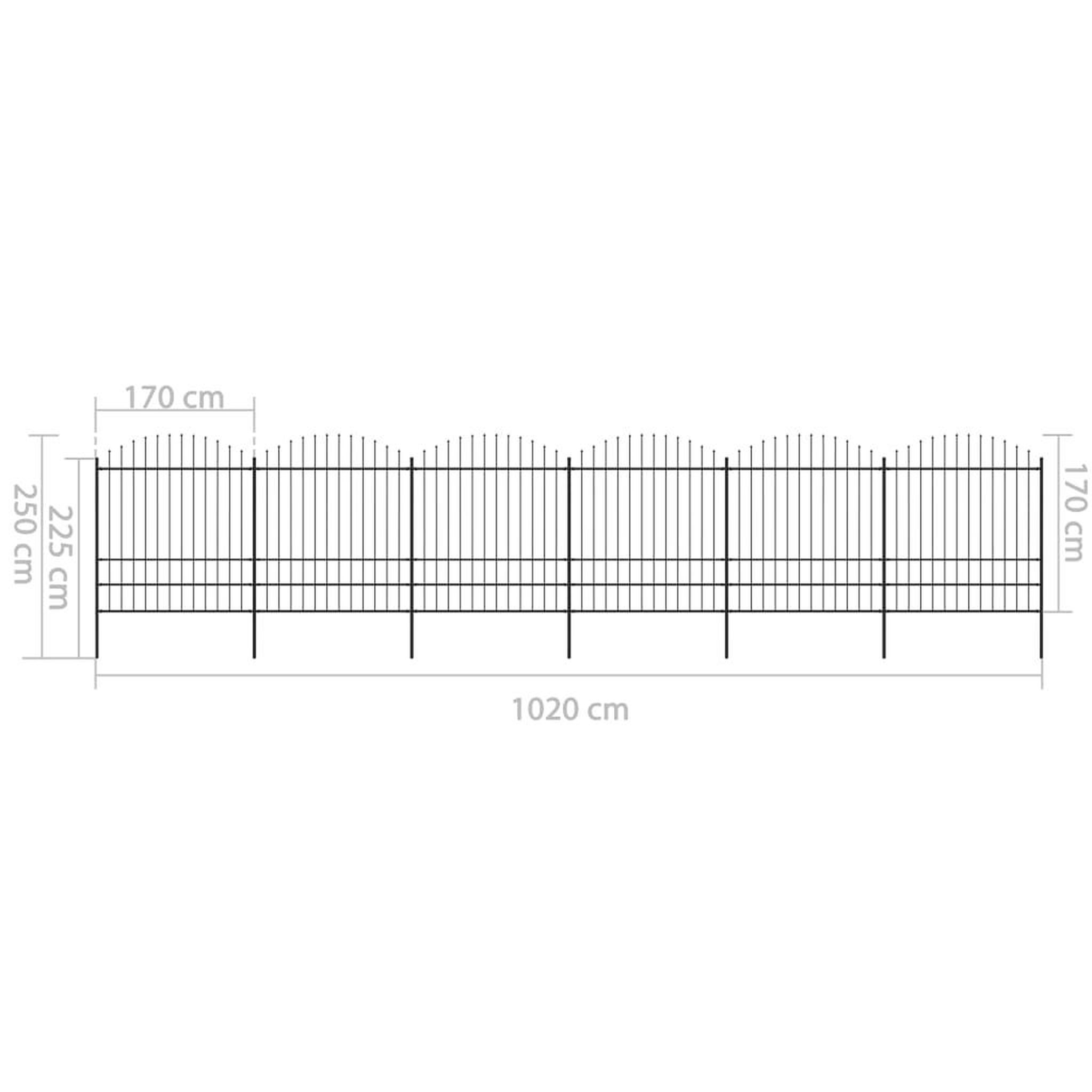 Voir la diapositive 5 : VIDAXL Cloture de jardin a dessus en lance Acier (1,75-2)x10,2 m Noir