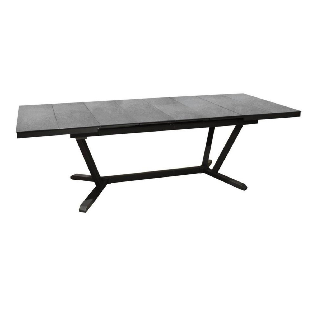 Proloisirs Table de jardin Vita graphite/lucca en Alu 180/240x100 cm - plateau à lames Kedra