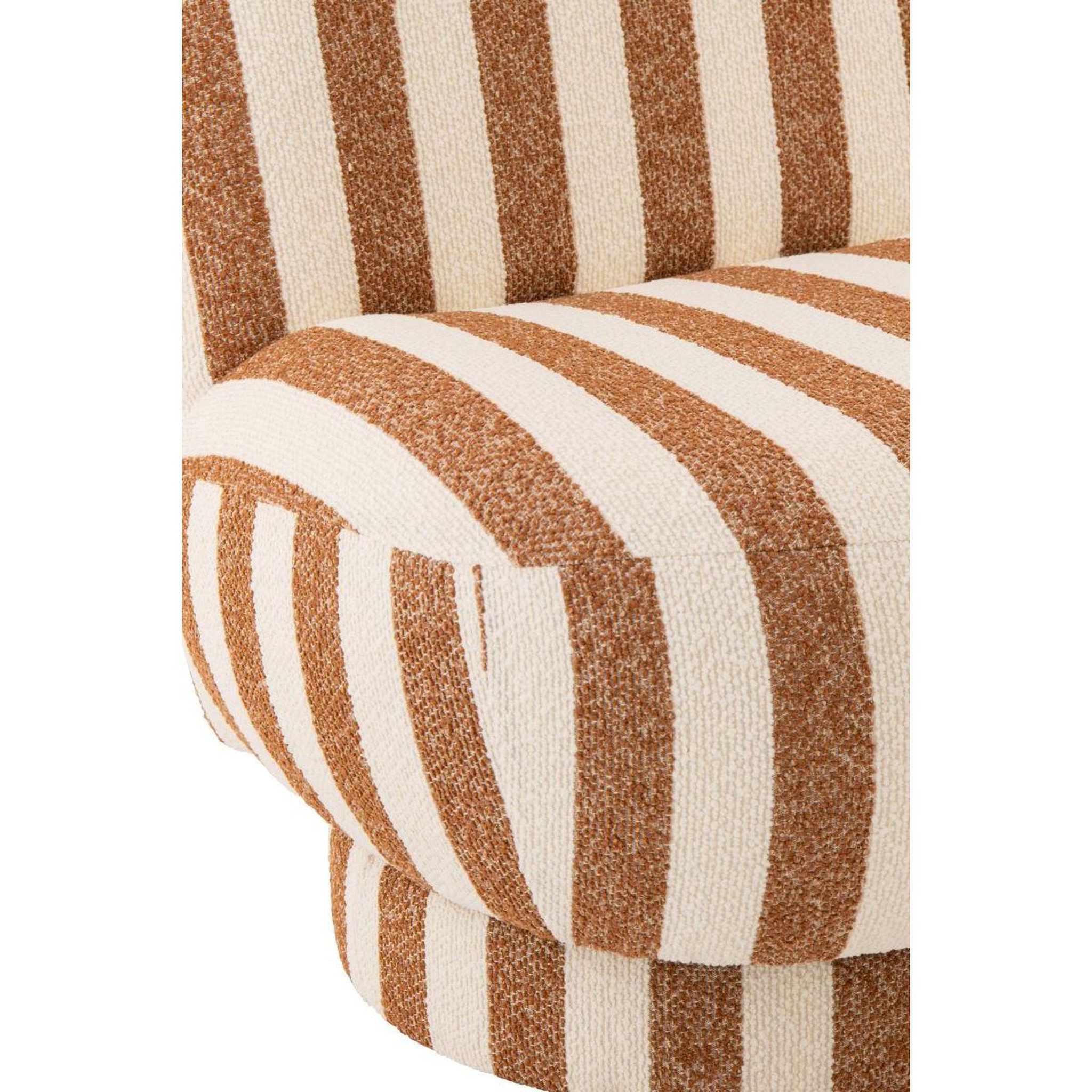 Voir la diapositive 6 : J-LINE Fauteuil à Rayures  Ligné  76cm Camel & Blanc Cassé