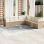 Voir la diapositive 1 : VIDAXL Salon de jardin avec coussins 9 pcs beige resine tressee
