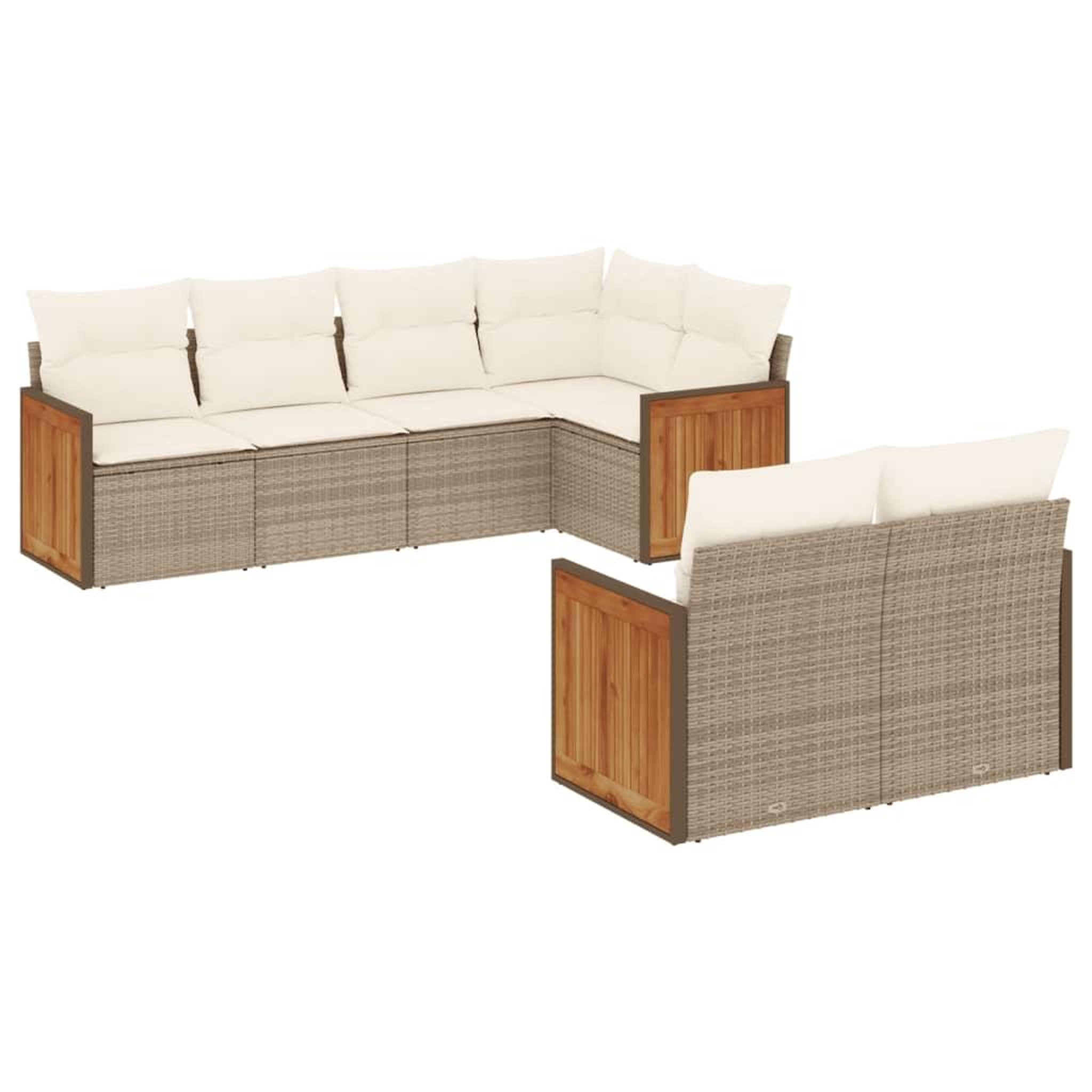Voir la diapositive 2 : VIDAXL Salon de jardin avec coussins 7 pcs beige resine tressee