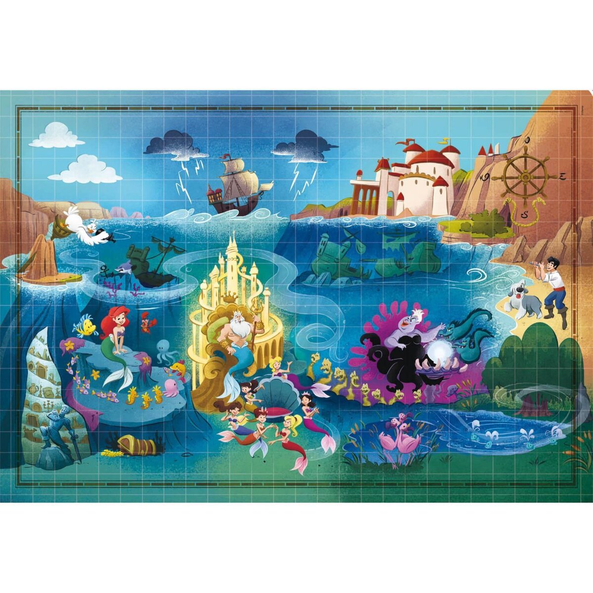 CLEMENTONI Puzzle 1000 pièces + poster :Disney Story Maps - La Petite Sirène