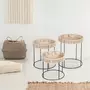 The Home Deco Factory 3 Tables d'appoint rondes design corde Blue Lagoon - Noir