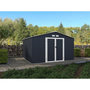 Voir la diapositive 3 : MARKET24 LUNEX Abri de jardin en métal 10,85 m2 - 340 x 319 x 210 - Kit d'ancrage inclus, 2 portes battantes - Gris