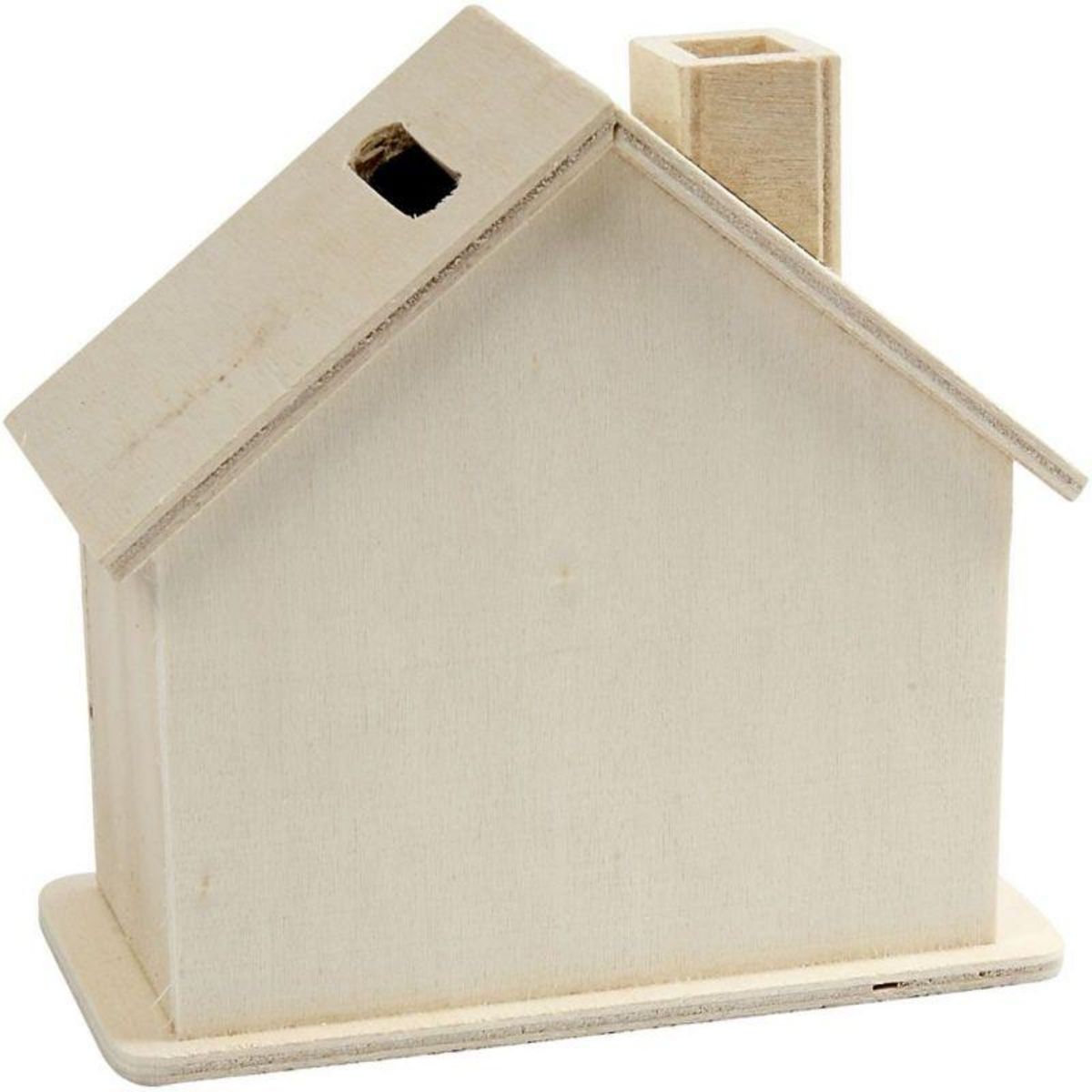CREATIV COMPANY Tirelire en bois à décorer Maison - 10 x 10 x 5,4 cm