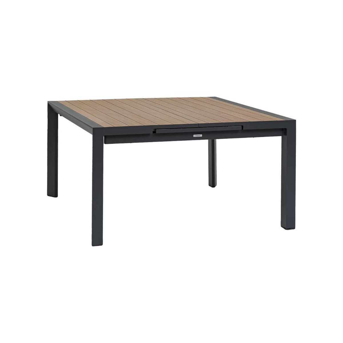 HESPERIDE Table de jardin carrée extensible alu Evasion 8/10 places effet bois honey et graphite - Hespéride