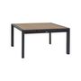 Voir la diapositive 2 : HESPERIDE Table de jardin carrée extensible alu Evasion 8/10 places effet bois honey et graphite - Hespéride