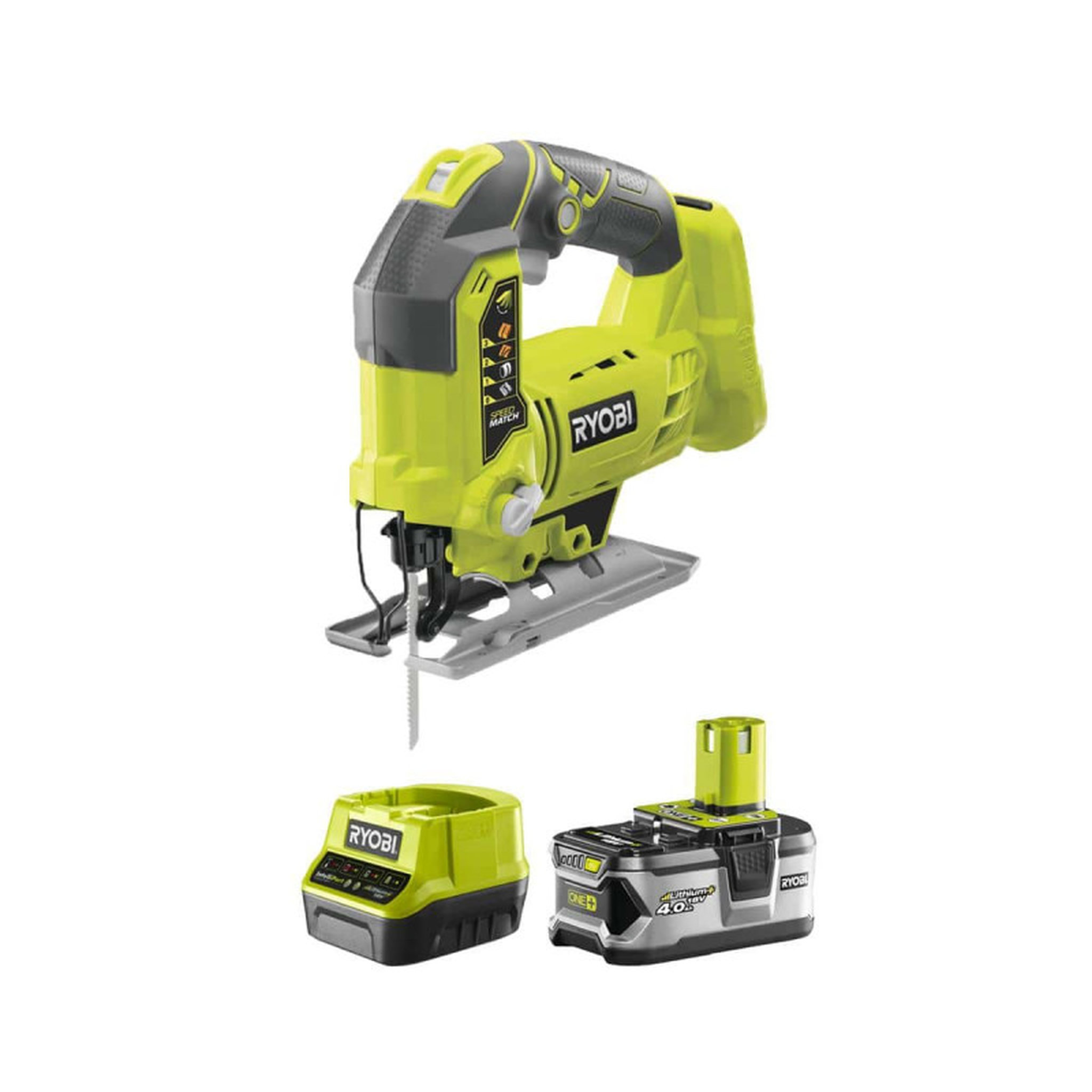 Ryobi Pack RYOBI Scie sauteuse pendulaire 18V One+ R18JS-0 - 1 batterie 5.0Ah - 1 chargeur rapide 2.0Ah R