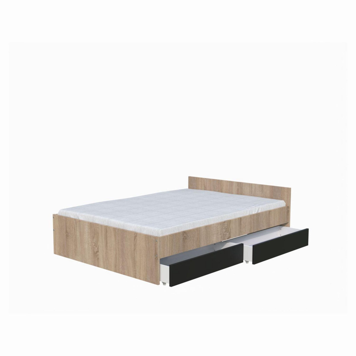 Lit avec rangements 140x190 cm, 2 tiroirs et tête de lit CAMA