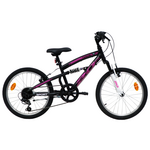 Vélo enfant - VTT 20'' Tout Suspendu Fille   Teens    pour enfant de 120 à 140 cm - Cadre acier suspendu - Fourche télescopique - 6 Vitesses  - Dérailleur Shimano TY21 -  Béquille  & Frein V-Brake + Jantes en aluminium