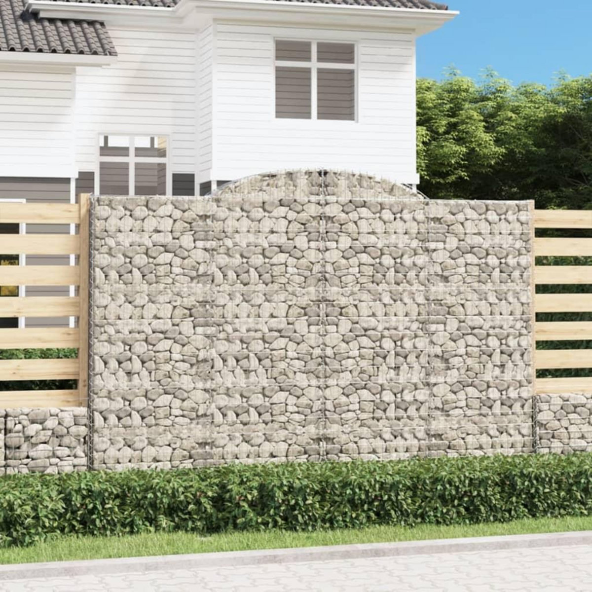 VIDAXL Paniers a gabions arques 10 pcs 300x50x200/220 cm Fer galvanise