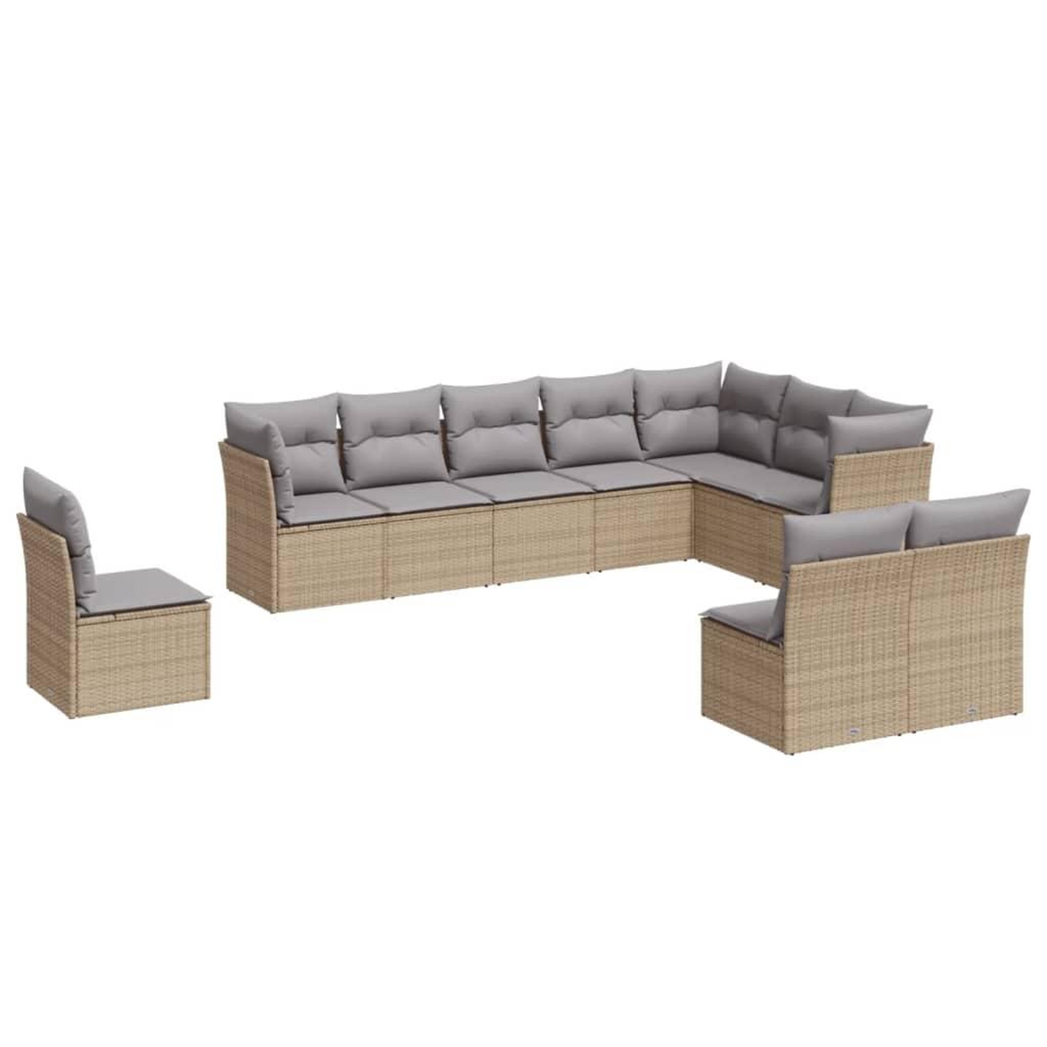 Voir la diapositive 2 : VIDAXL Salon de jardin avec coussins 10 pcs beige resine tressee