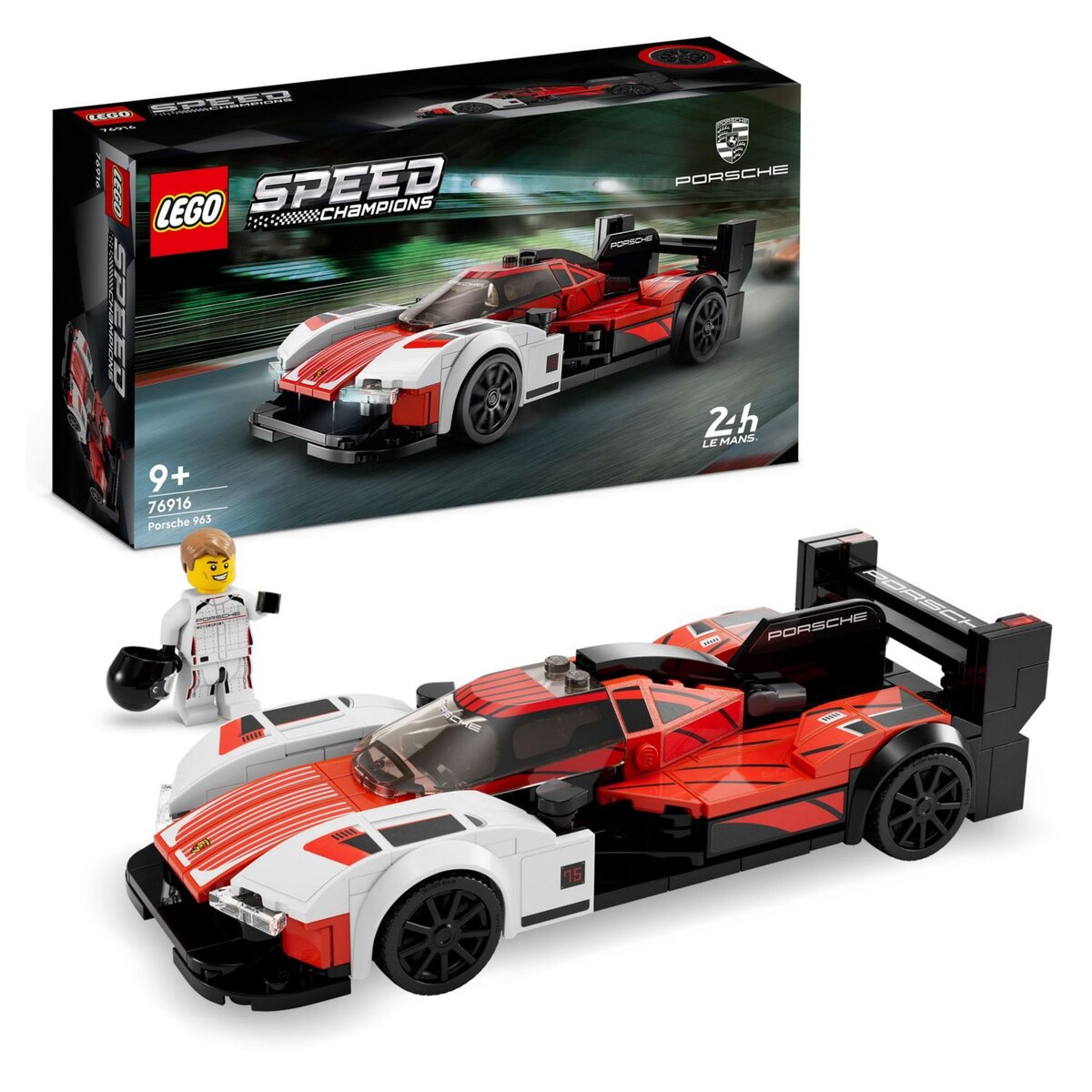 LEGO Speed Champions 76916 - Porsche 963, Kit de Maquette de Voiture de Course, Jouet pour Enfants, Set à Collectionner 2023 avec Minifigurine du Pilote