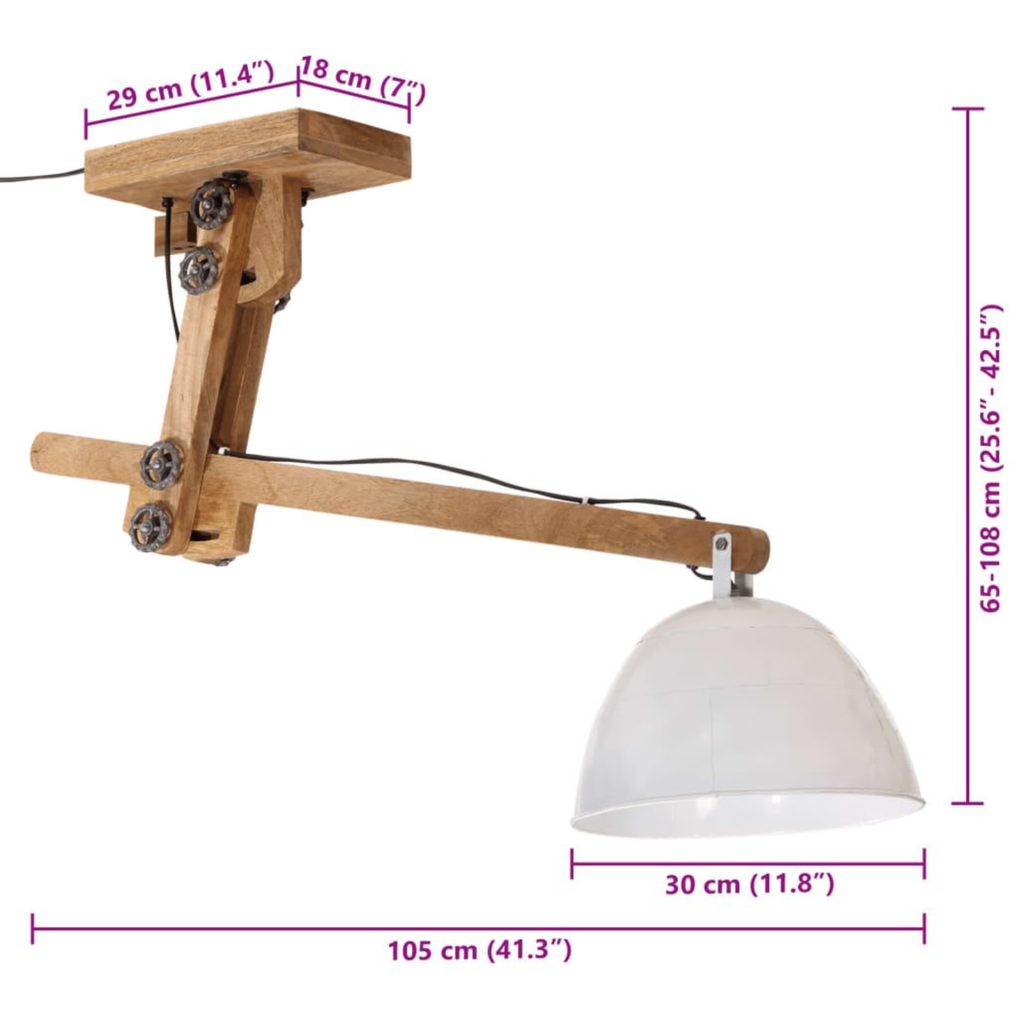 Voir la diapositive 6 : VIDAXL Plafonnier 25 W blanc 105x30x65-108cm E27