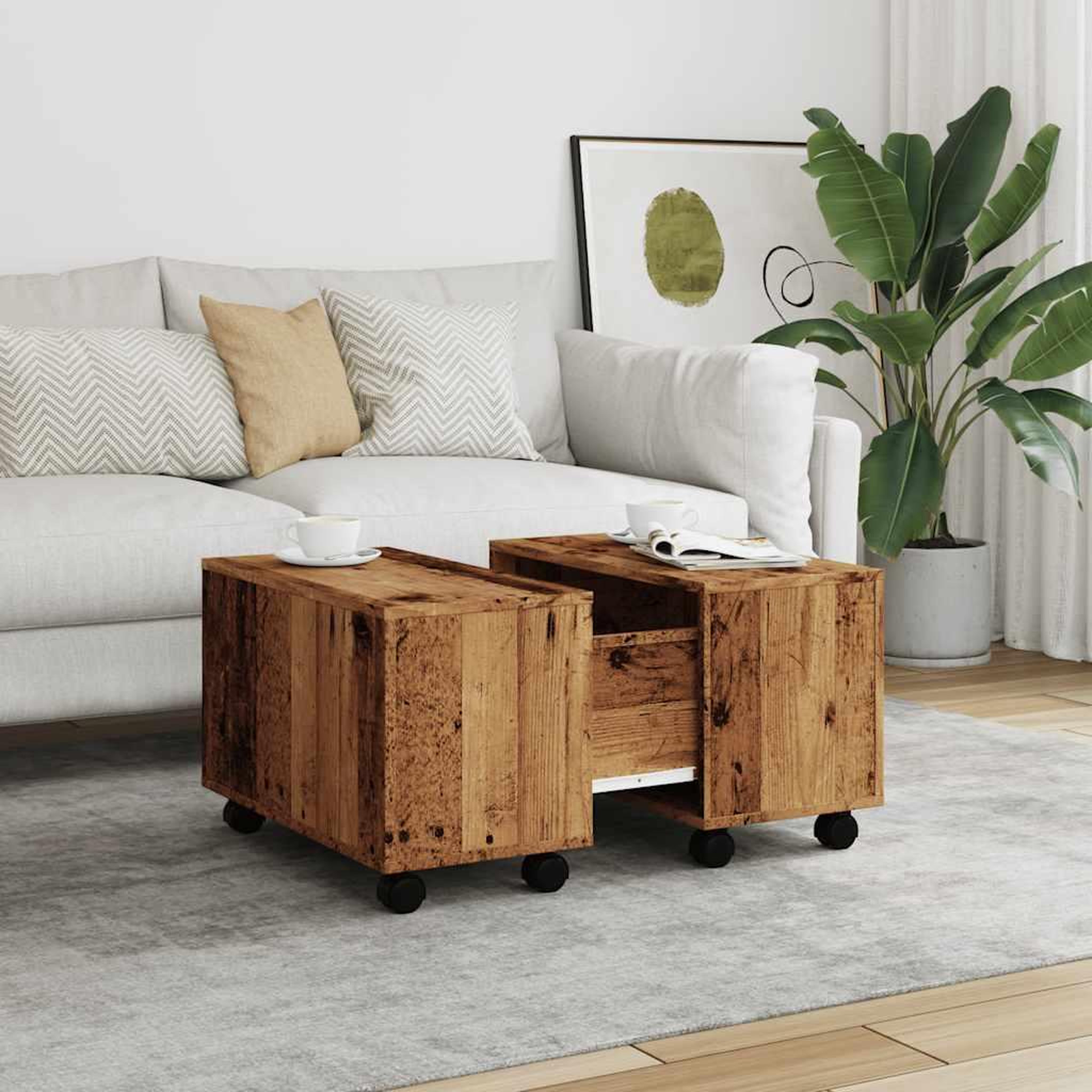 Voir la diapositive 4 : VIDAXL Table basse vieux bois 60x60x38 cm bois d'ingenierie
