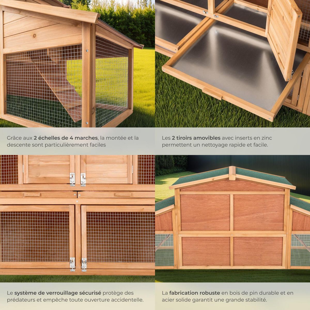 tectake Clapier pour petits rongeurs en bois marron