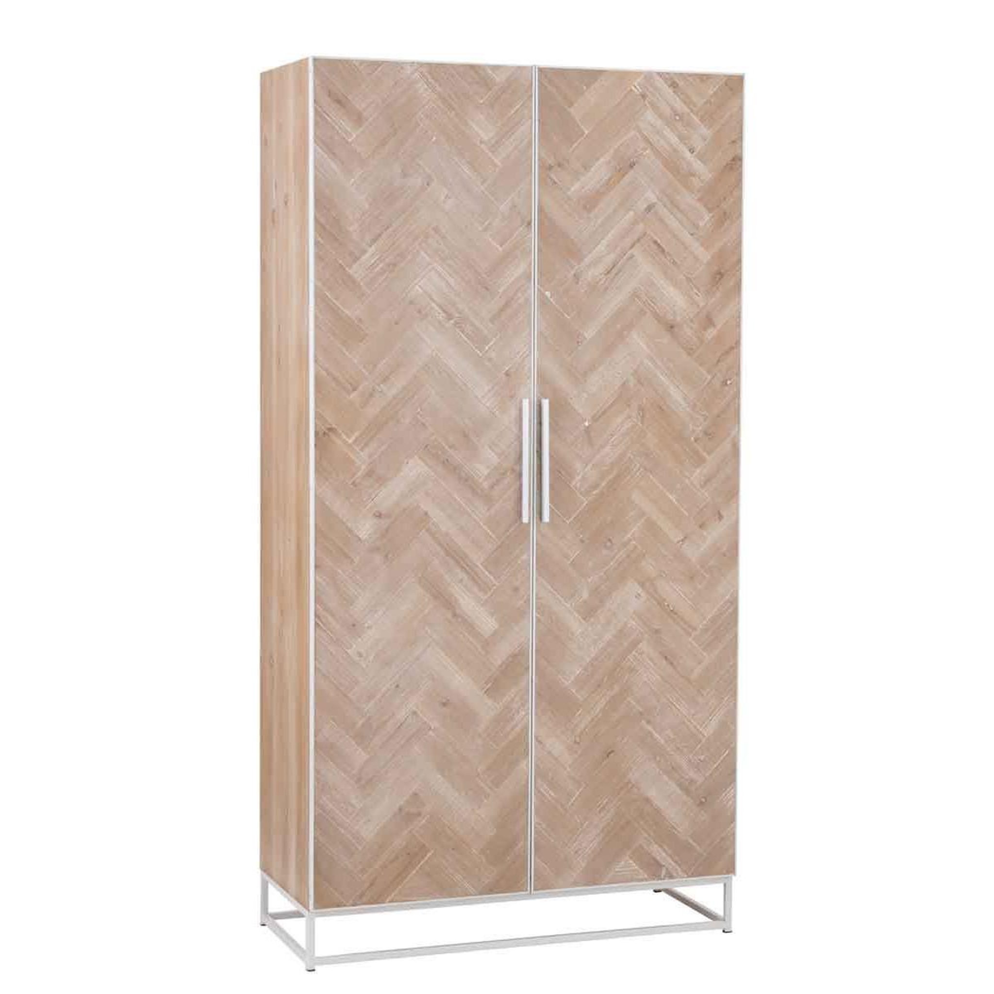 Voir la diapositive 1 : J-LINE Armoire 2 portes  miraza  185cm naturel & blanc