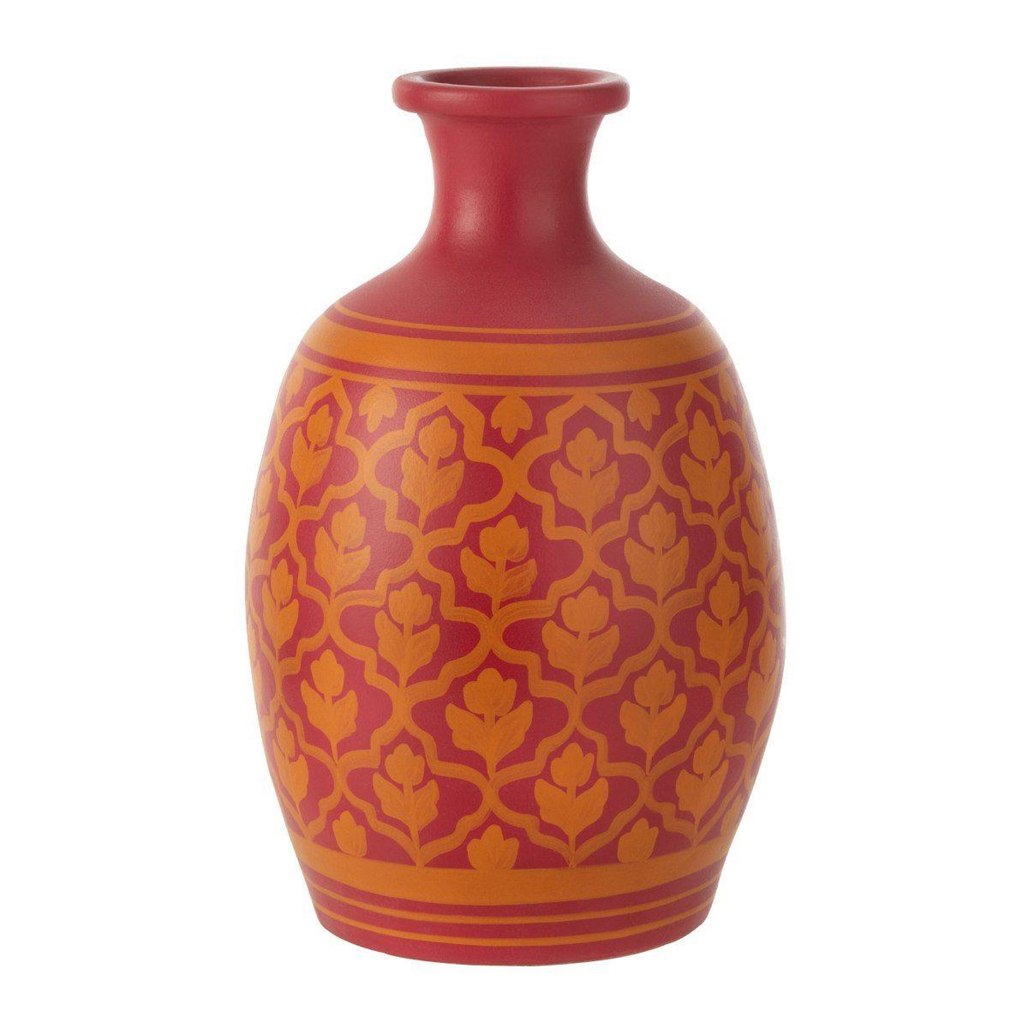 Voir la diapositive 1 : J-LINE Vase déco  fleurs  43cm orange