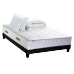 IDLITERIE Ensemble matelas Ressort 7 zones + sommier + oreiller + couette - FABRICATION FRANCAISE. Coloris disponibles : Noir