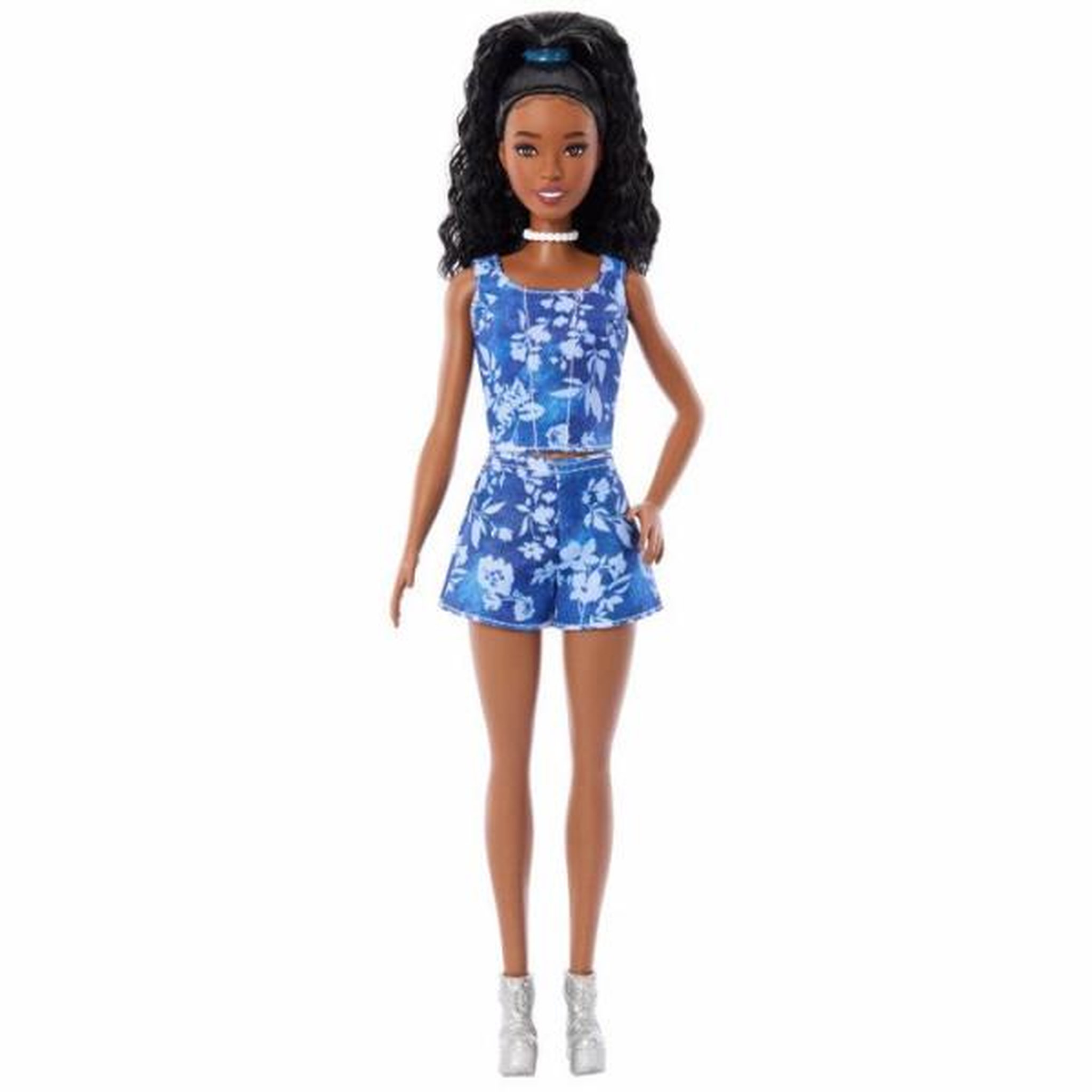 Voir la diapositive 2 : MATTEL Poupée mannequin - Barbie - Fashionistas Short et Haut à Fleurs - Cheveux noirs - Dès 3 ans