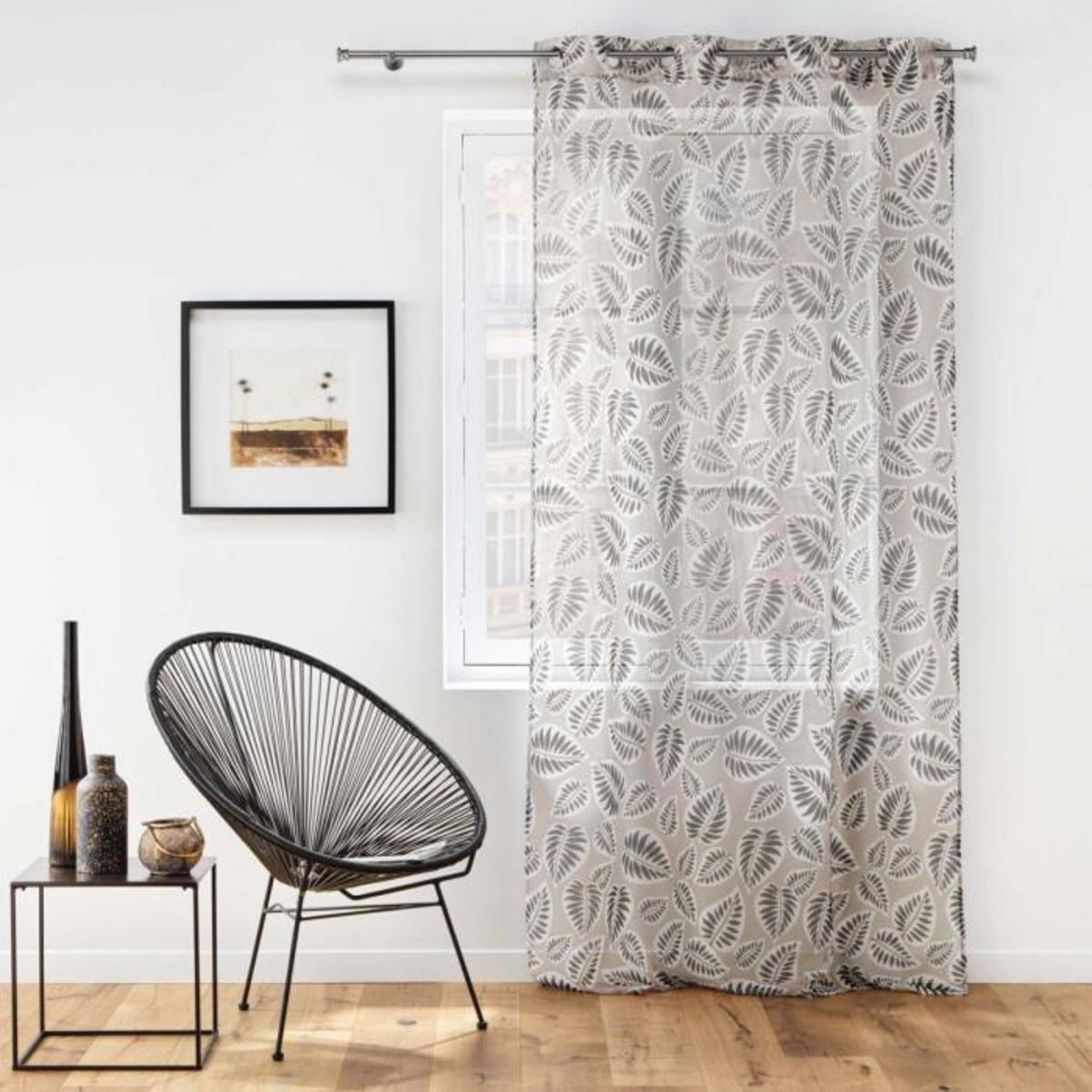 Paris Prix Rideau Voilage à Œillets  Alma  140x240cm Noir