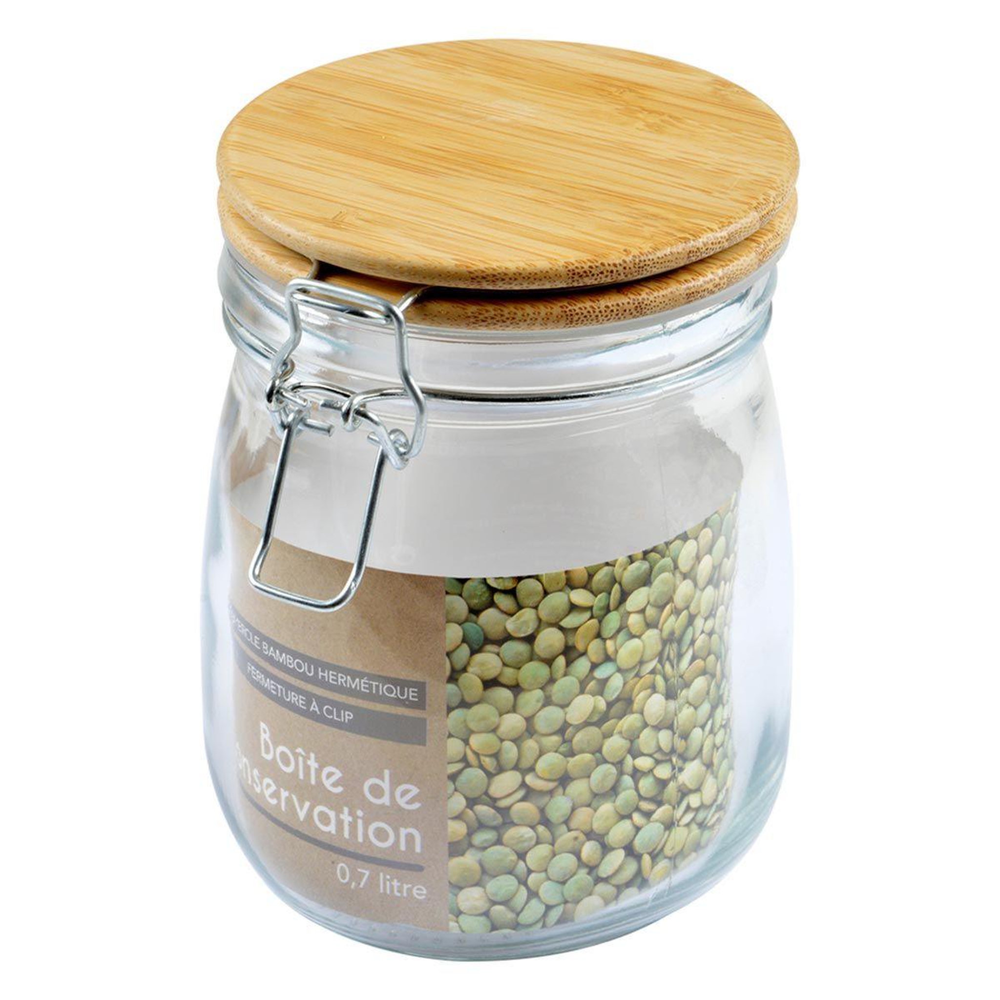 Voir la diapositive 2 : HOMEA Boîte de conservation hermétique  bambou  0,7l beige