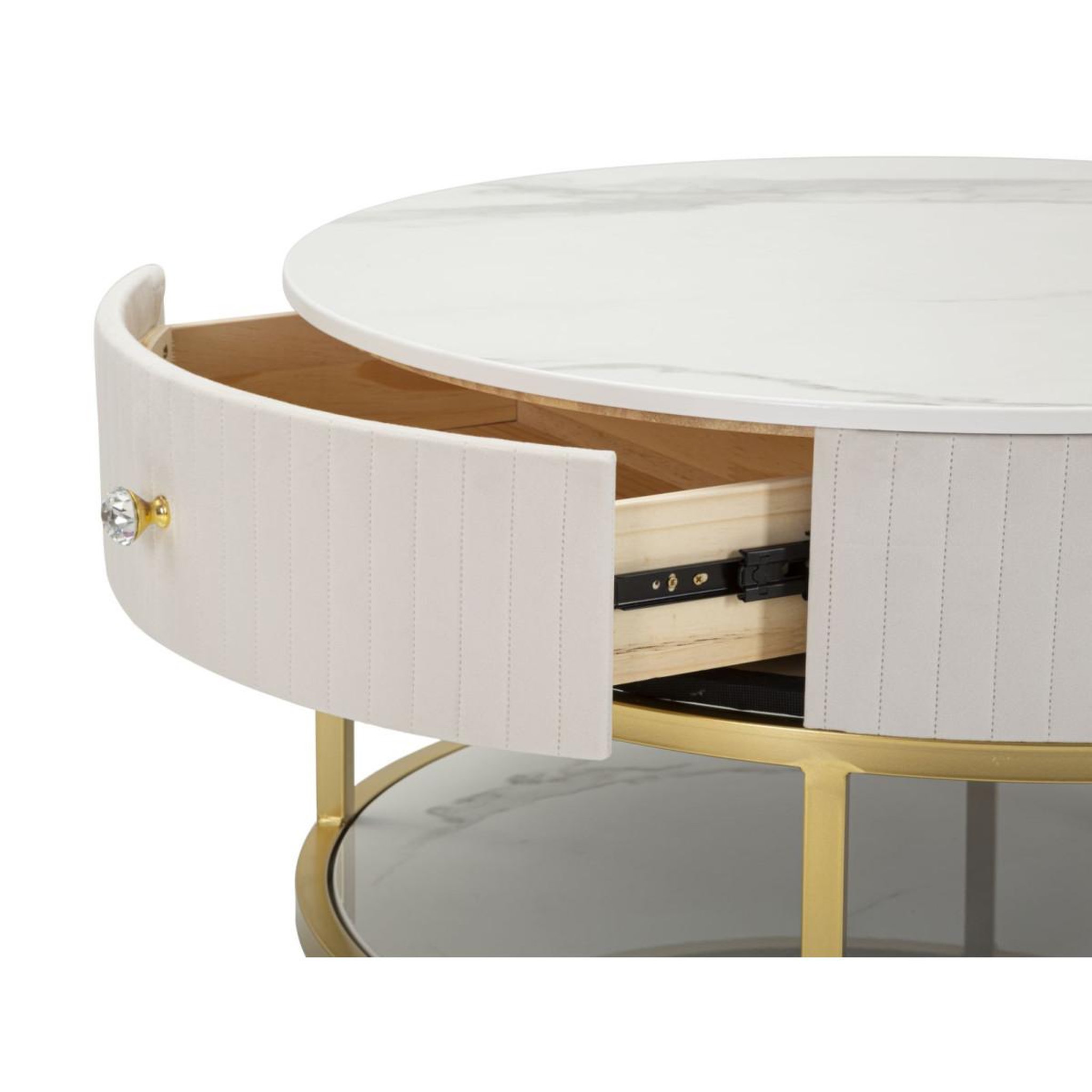 Voir la diapositive 3 : Paris Prix Table basse effet marbre  montpellier  75cm crème & or
