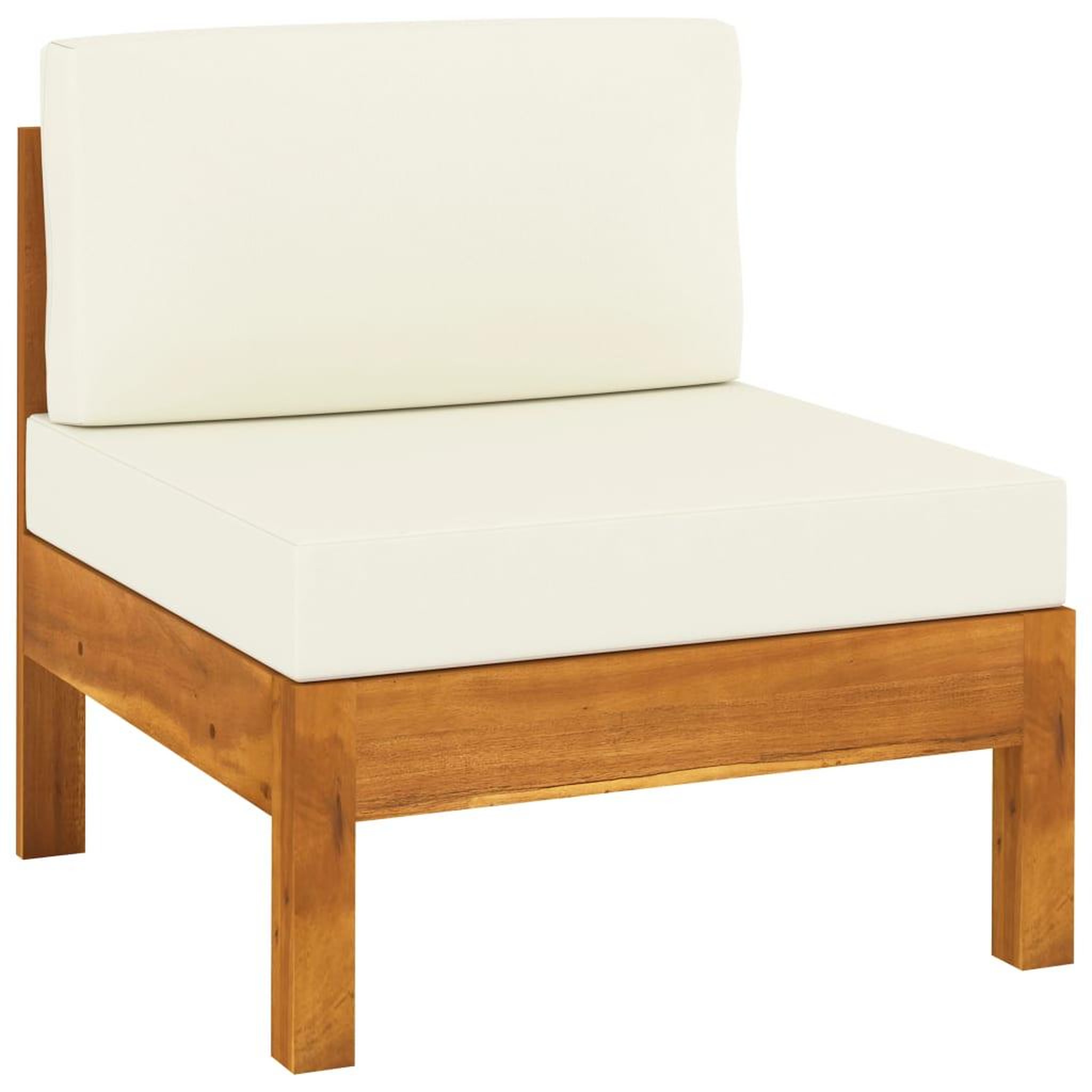 Voir la diapositive 1 : VIDAXL Canape central avec coussins blanc creme Bois d'acacia solide