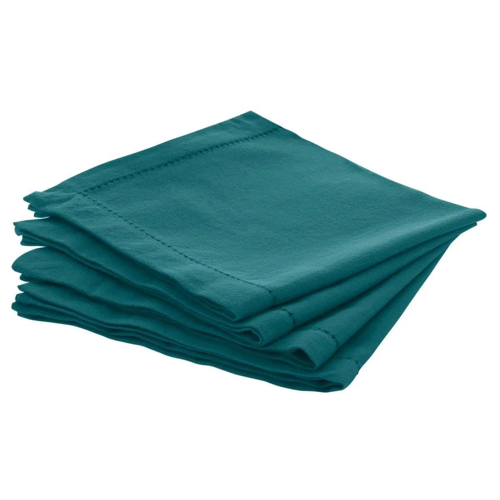 ATMOSPHERA Lot de 4 serviettes de table  chambray  40x40cm bleu canard