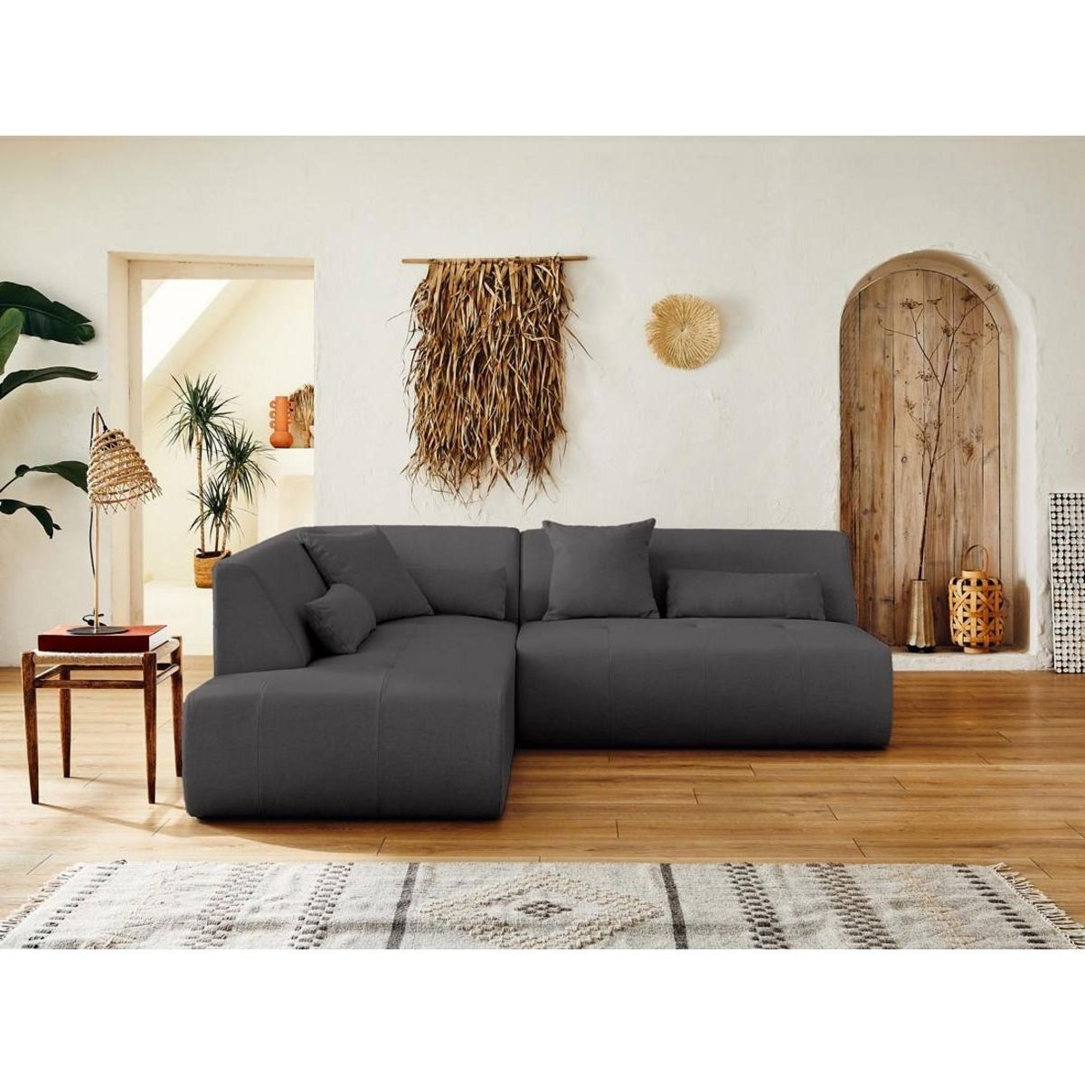 LISA DESIGN Onyx - canapé modulable d'angle gauche 5 places - en tissu