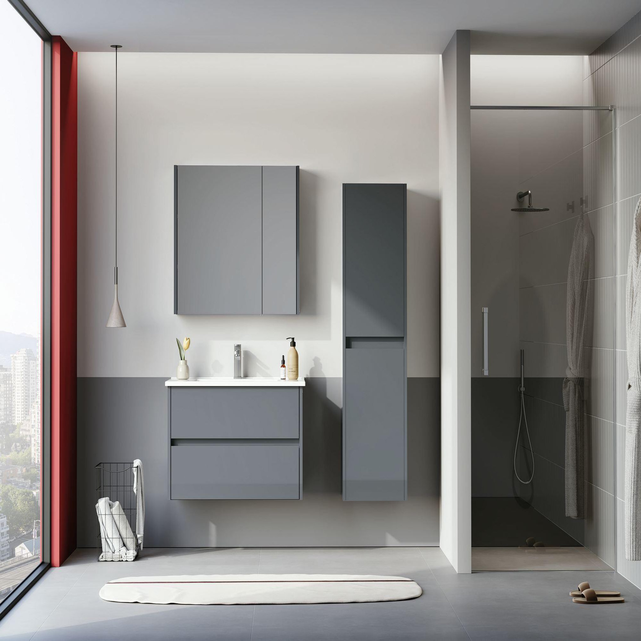 Voir la diapositive 3 : Habitat et Jardin Armoire de salle de bain  arno 40  - 40 x 27 x 138 cm - anthracite
