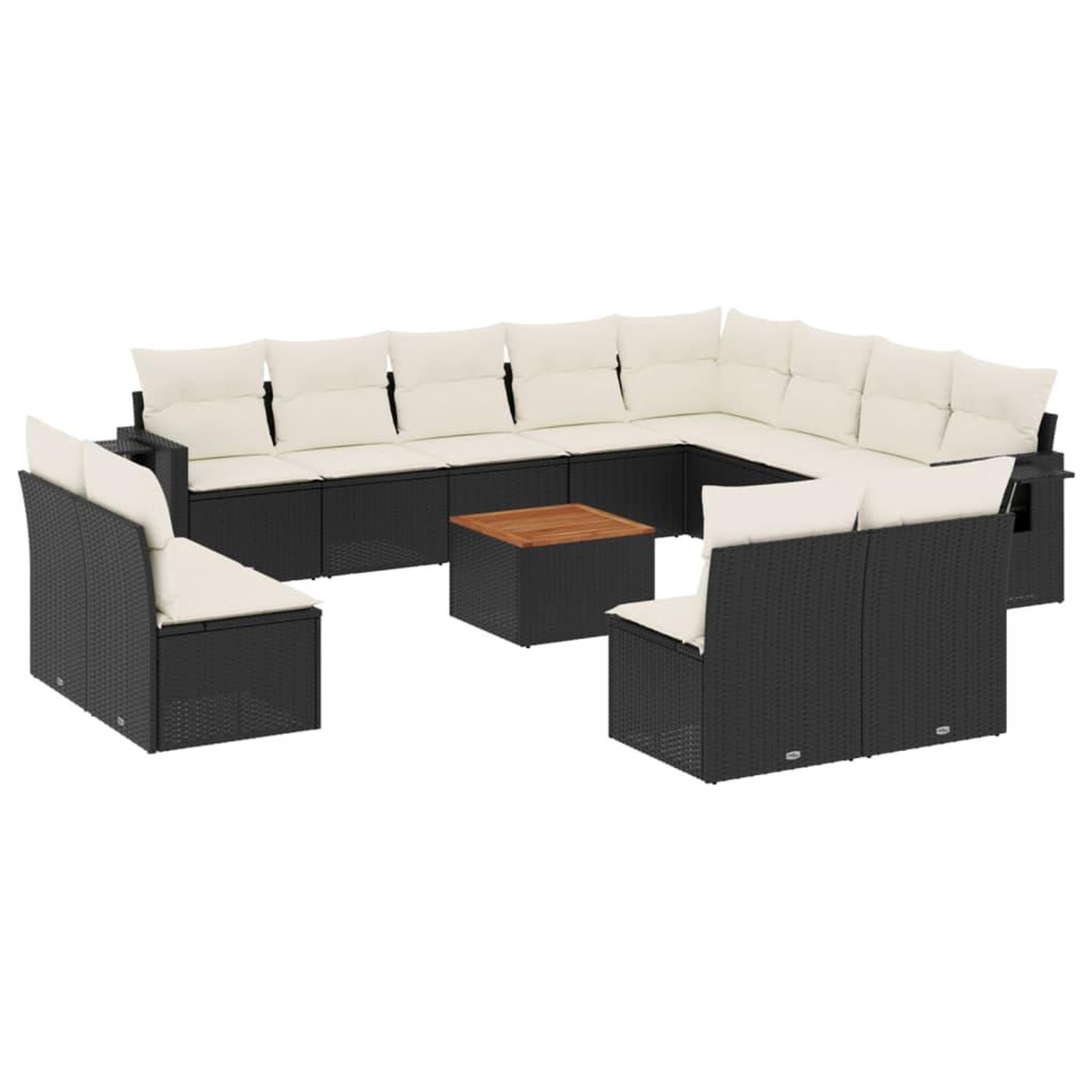 Voir la diapositive 2 : VIDAXL Salon de jardin avec coussins 13 pcs noir resine tressee